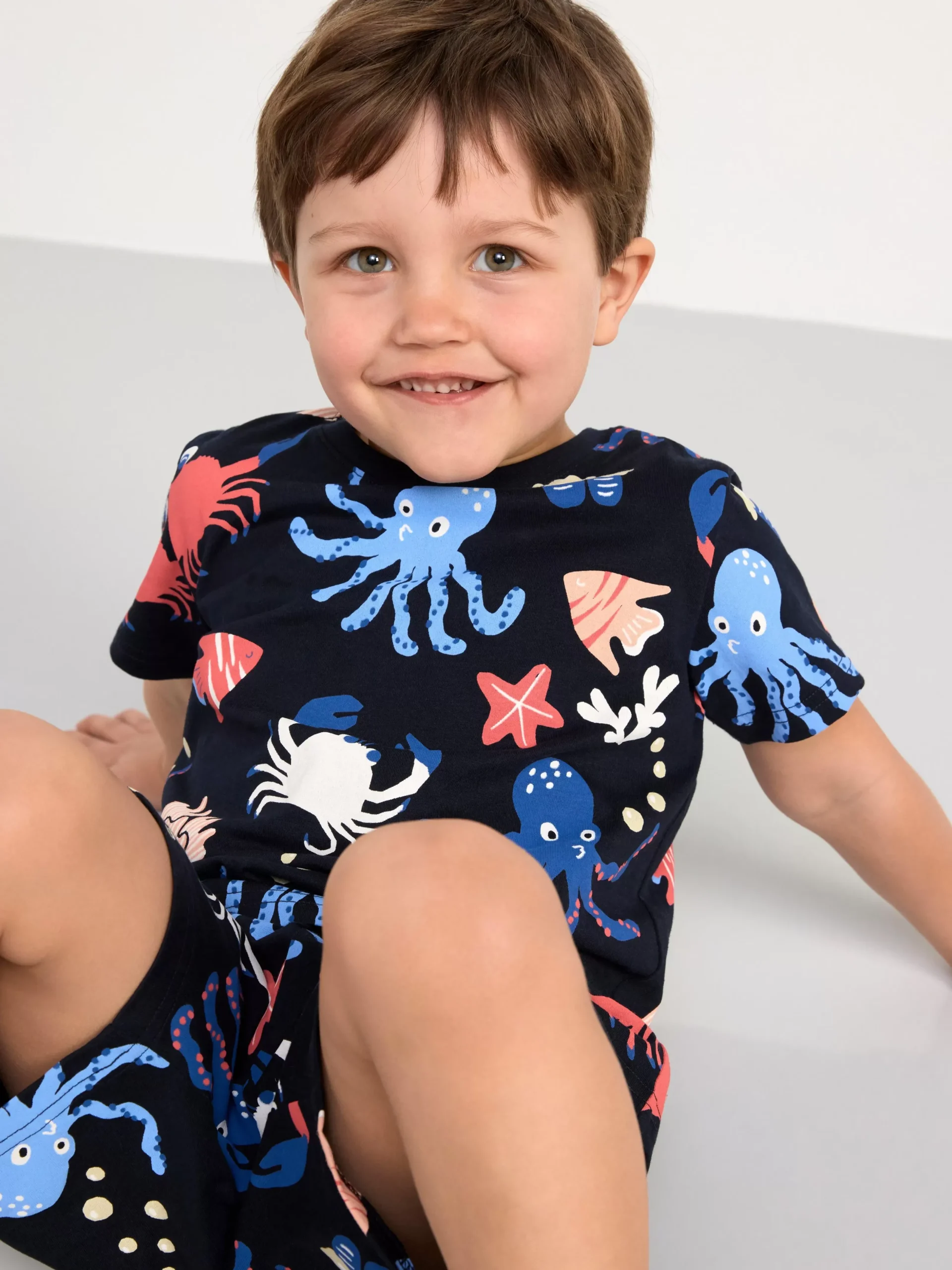 Nattplagg>Lindex Pyjamasset Med Havsdjur Dark Navy