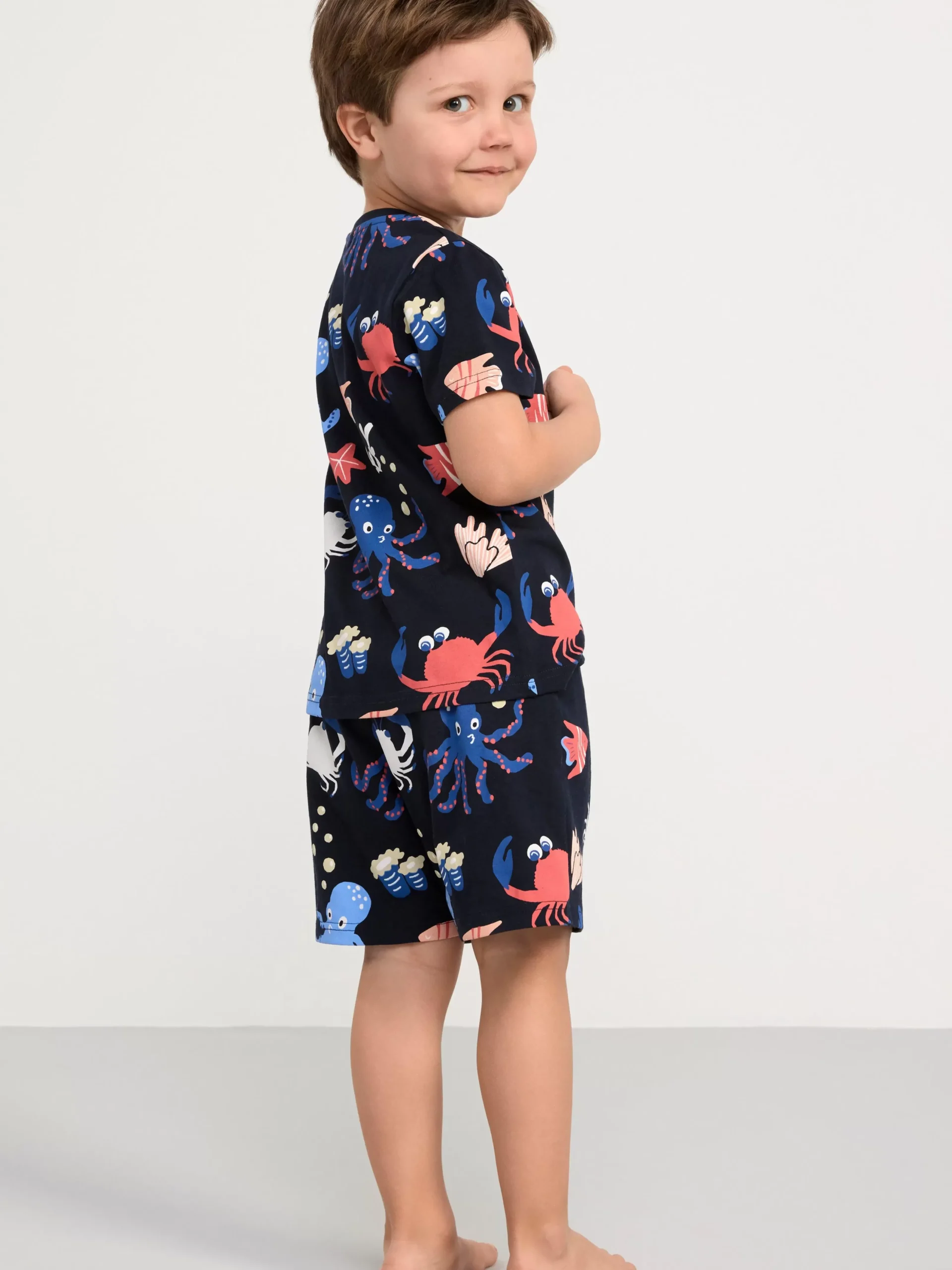 Nattplagg>Lindex Pyjamasset Med Havsdjur Dark Navy