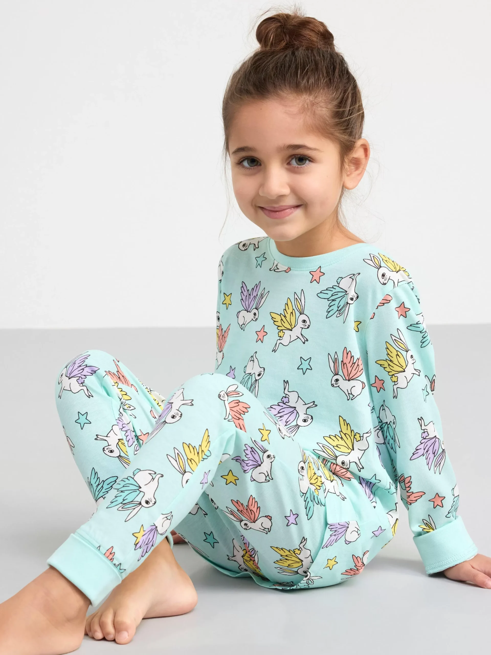 Nattplagg>Lindex Pyjamasset Med Kaniner Light Green