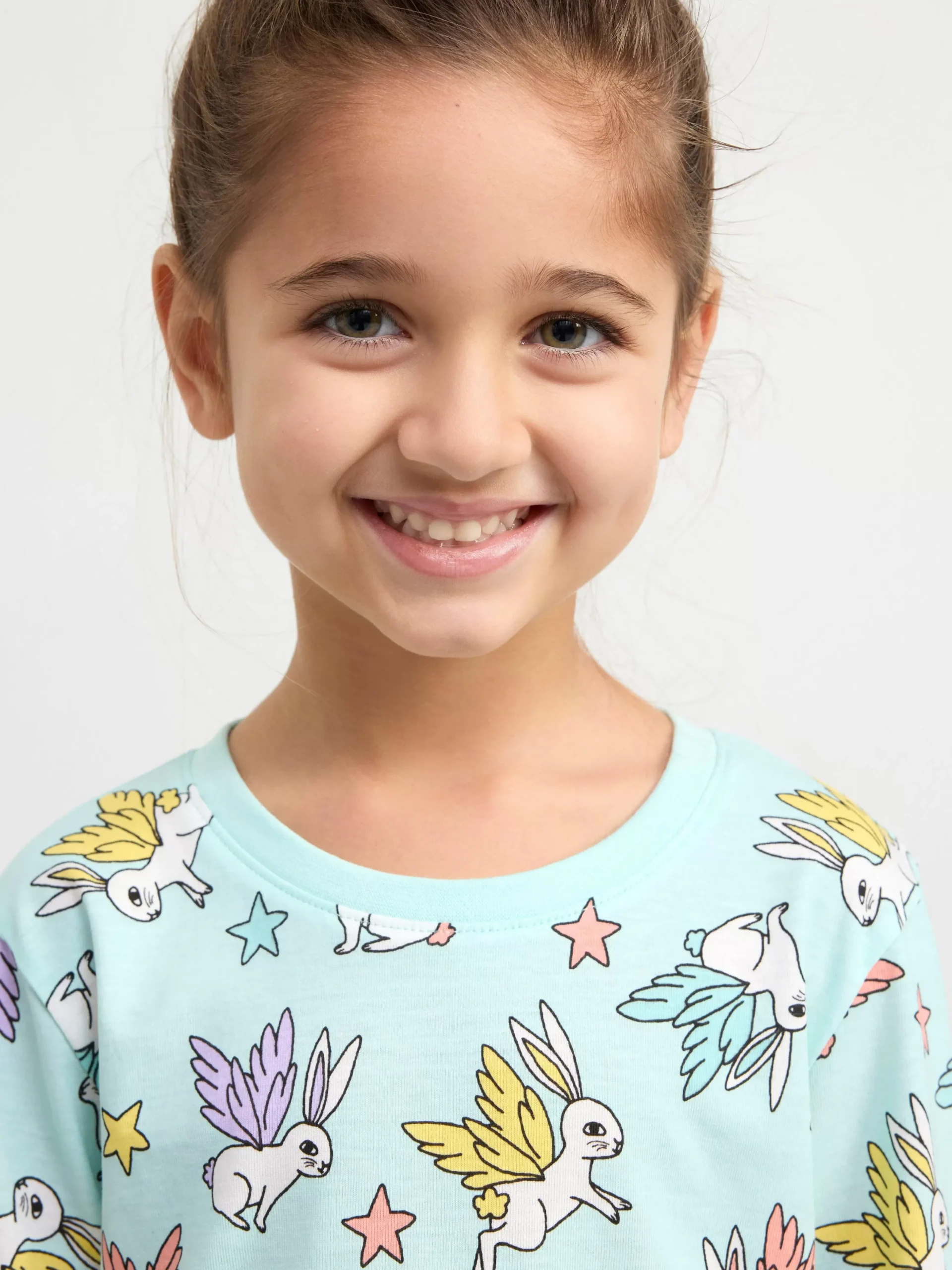 Nattplagg>Lindex Pyjamasset Med Kaniner Light Green