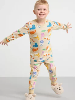 Nattplagg>Lindex Pyjamasset Med Katter Light Beige