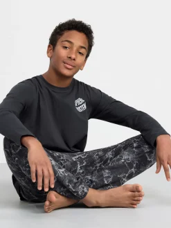 Nattplagg>Lindex Pyjamasset Med Langarmad Troja Och Byxa Offblack