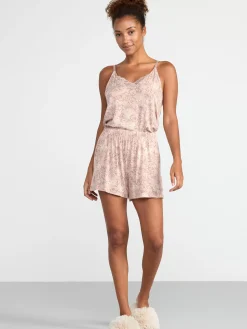 Nattplagg>Lindex Pyjamasset Med Linne Och Shorts Dusty Beige