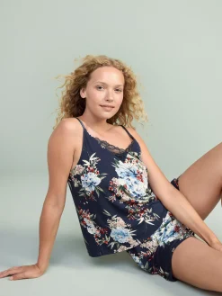 Nattplagg>Lindex Pyjamasset Med Linne Och Shorts Navy