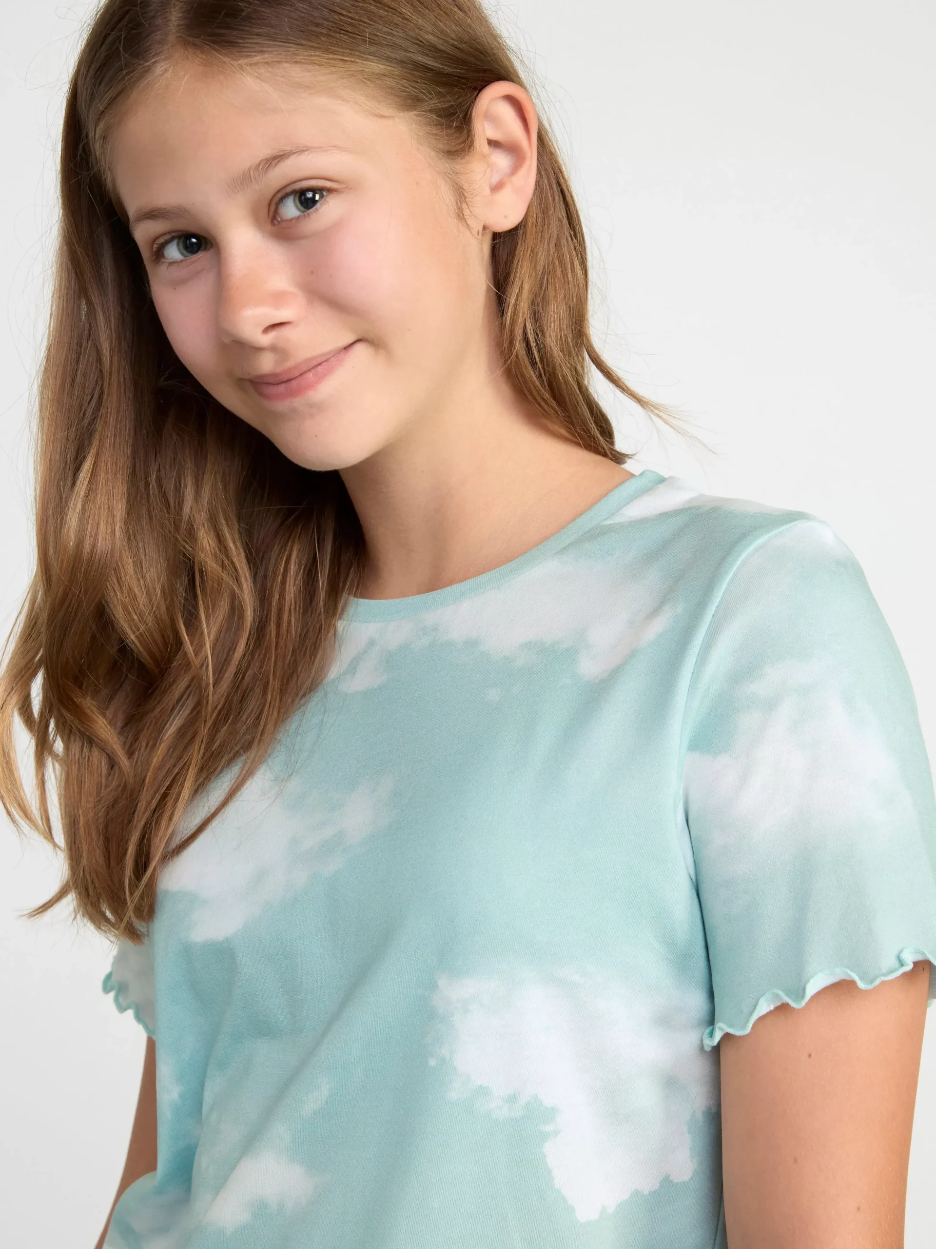 Nattplagg>Lindex Pyjamasset Med Moln Light Dusty Turquoise