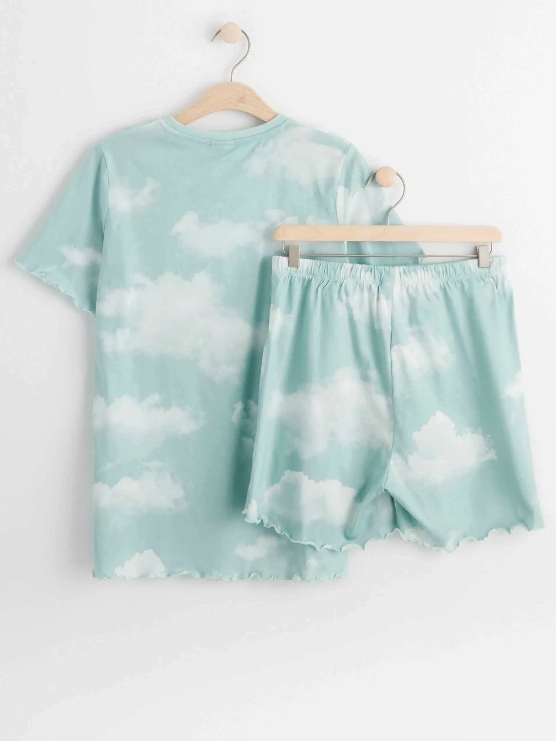 Nattplagg>Lindex Pyjamasset Med Moln Light Dusty Turquoise