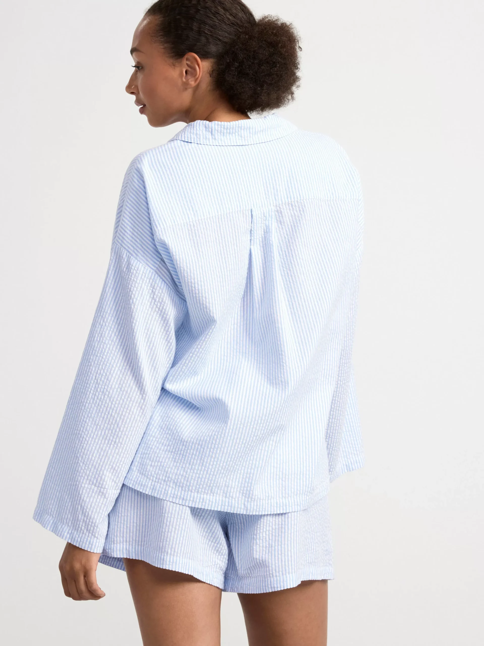 Nattplagg>Lindex Pyjamasset Med Skjorta Och Shorts I Backeboljabomull Blue