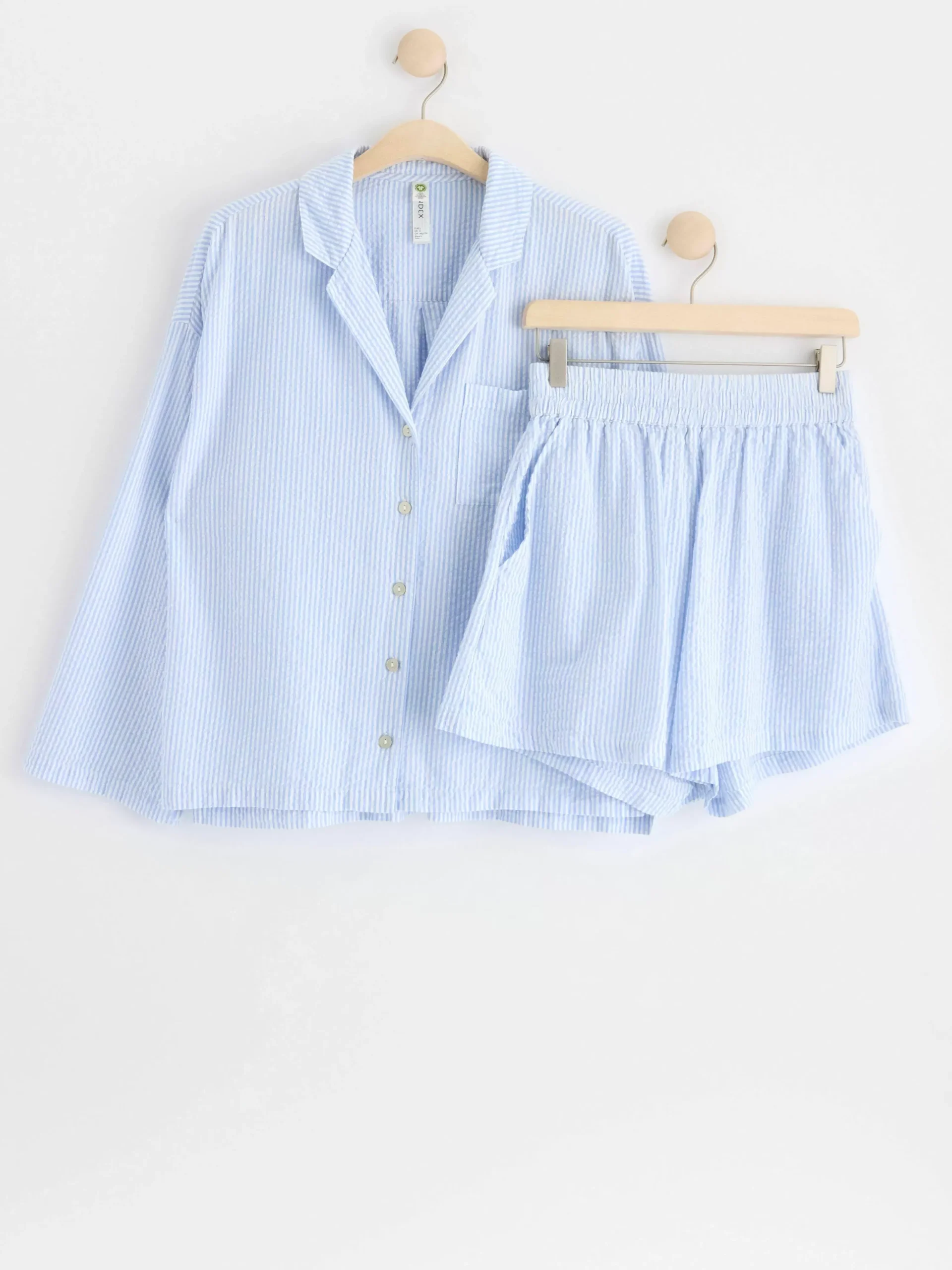 Nattplagg>Lindex Pyjamasset Med Skjorta Och Shorts I Backeboljabomull Blue