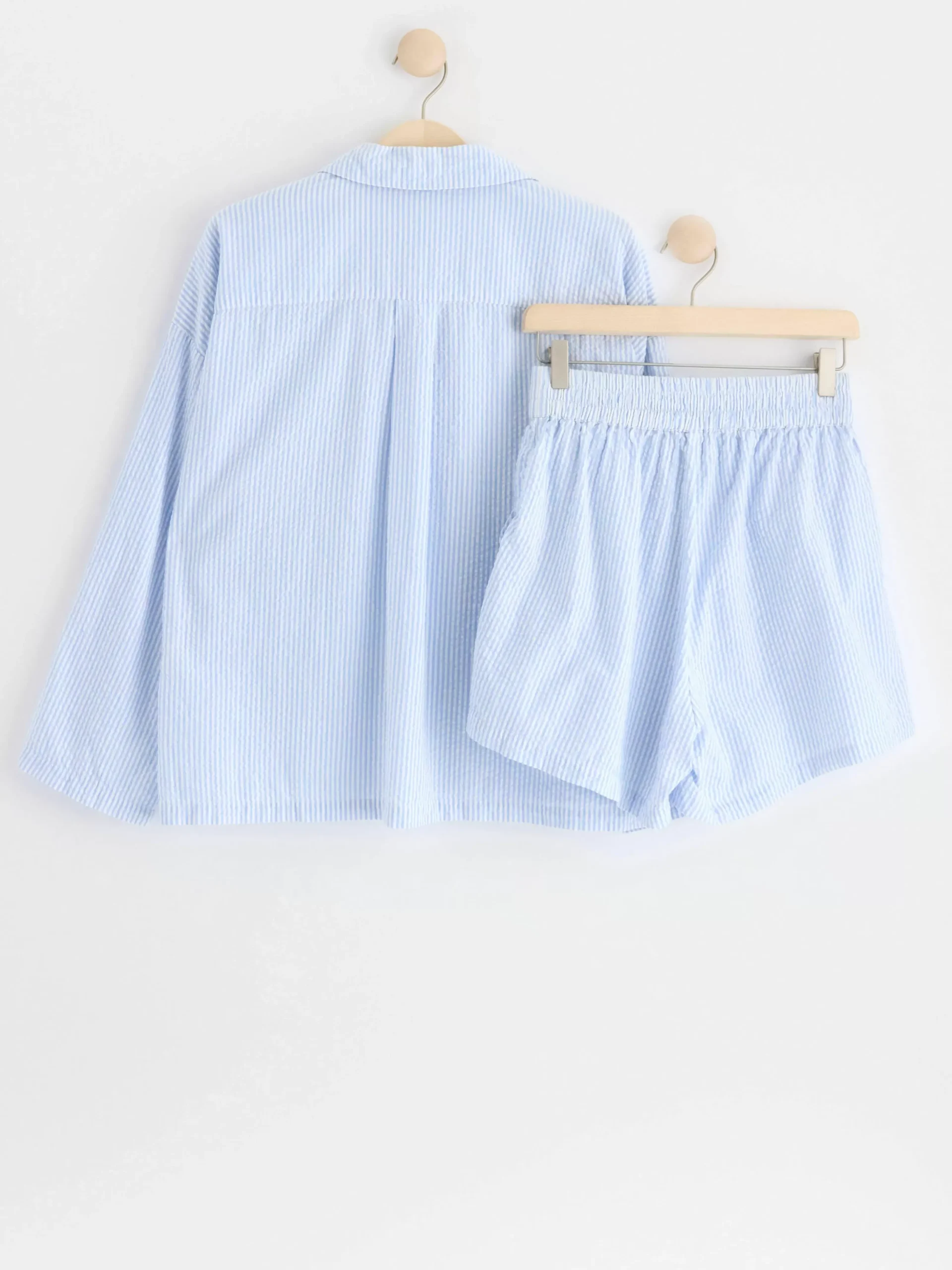 Nattplagg>Lindex Pyjamasset Med Skjorta Och Shorts I Backeboljabomull Blue