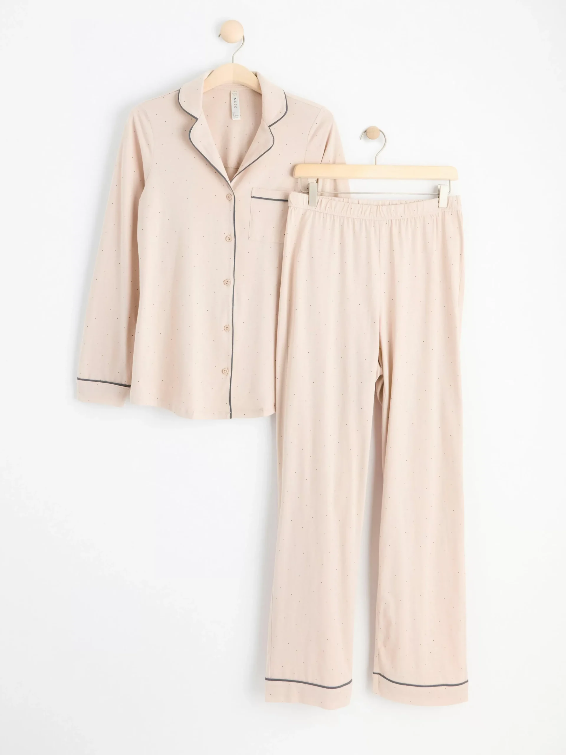 Nattplagg>Lindex Pyjamasset Med Skjorta Och Byxa. Light Beige