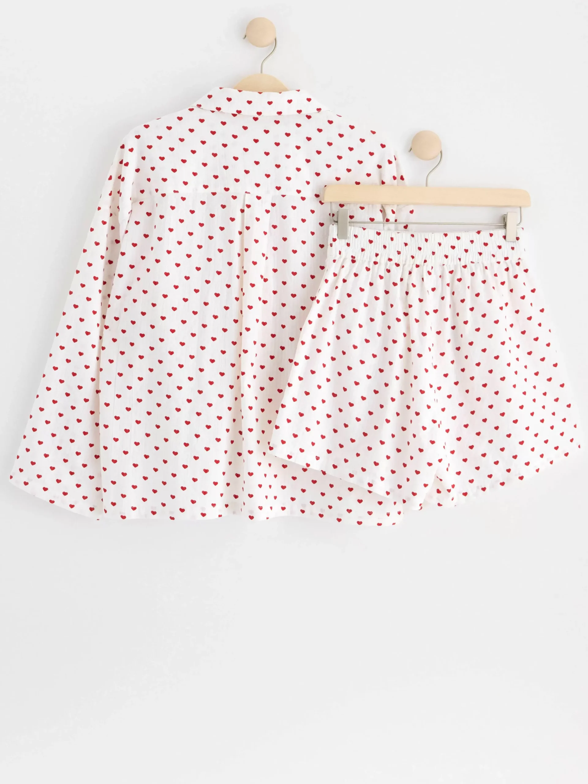 Nattplagg>Lindex Pyjamasset Med Skjorta Och Shorts I Backeboljabomull Red