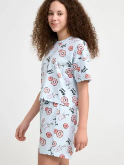 Nattplagg>Lindex Pyjamasset Med Topp Och Shorts Light Blue