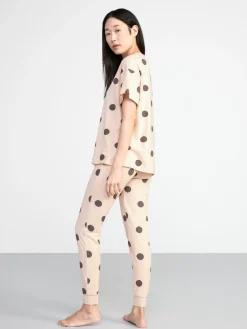 Nattplagg>Lindex Pyjamasset Med T-Shirt Och Byxa Light Beige
