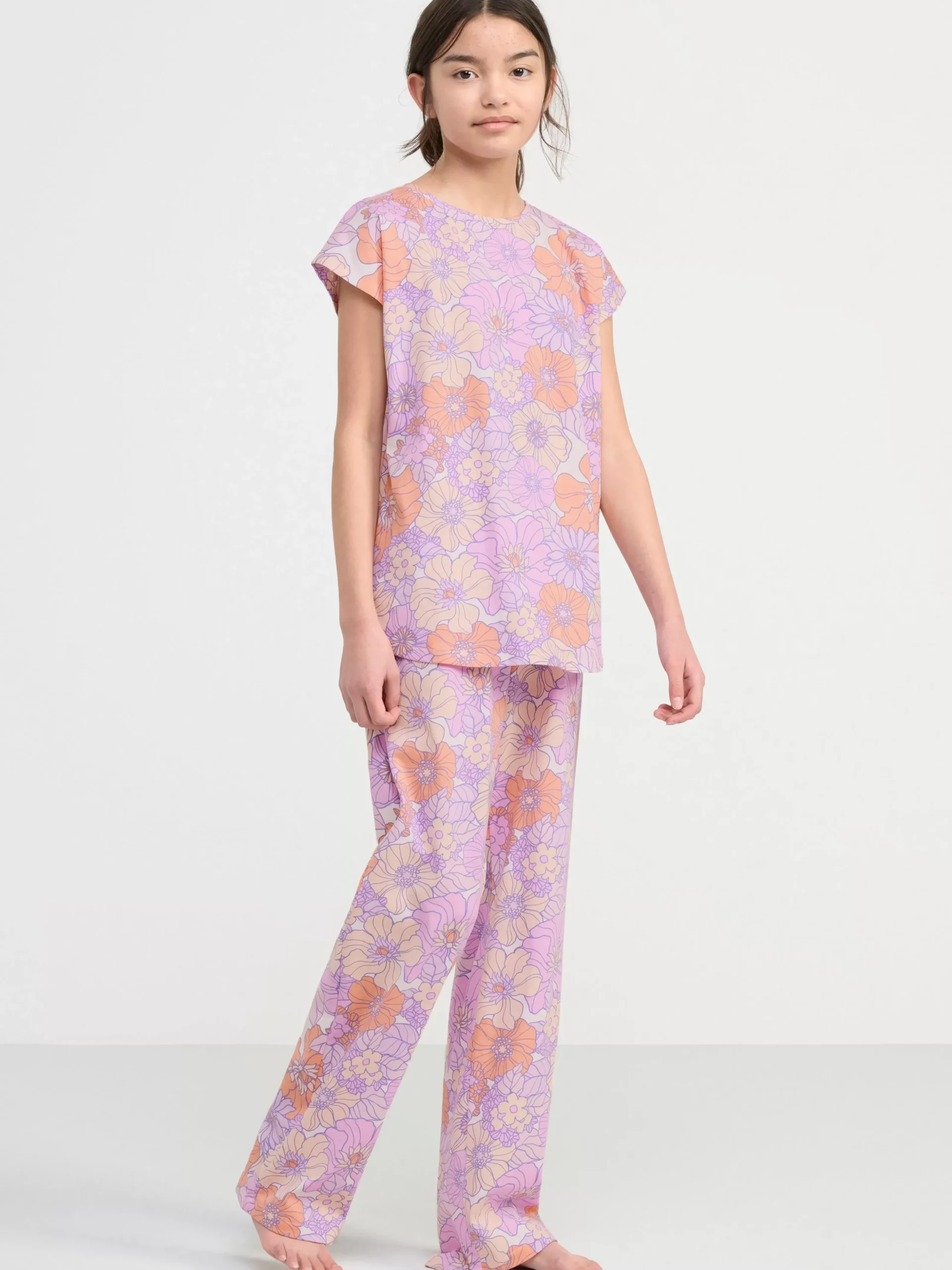 Nattplagg>Lindex Pyjamasset Med T-Shirt Och Vid Byxa Light Lilac