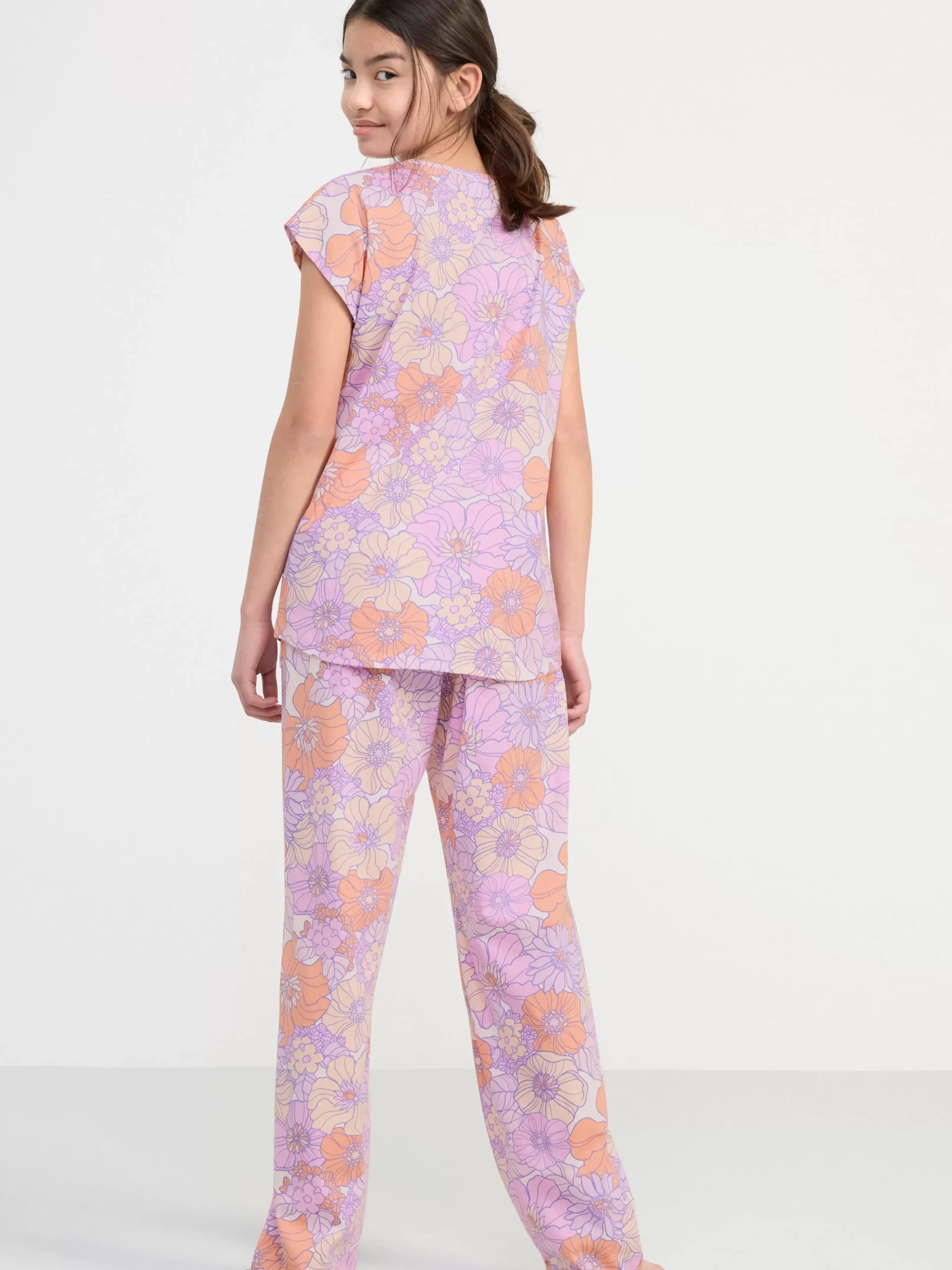 Nattplagg>Lindex Pyjamasset Med T-Shirt Och Vid Byxa Light Lilac