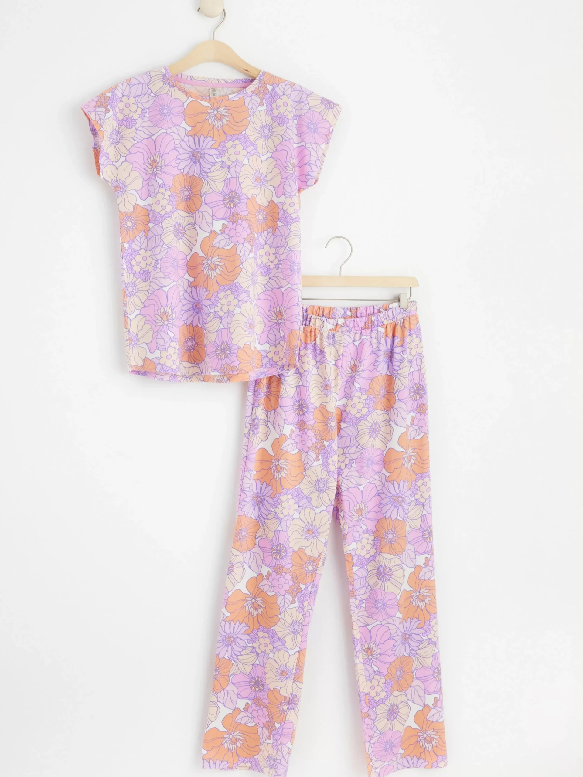 Nattplagg>Lindex Pyjamasset Med T-Shirt Och Vid Byxa Light Lilac