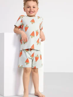 Nattplagg>Lindex Pyjamasset Med T-Shirt Och Shorts Light Aqua
