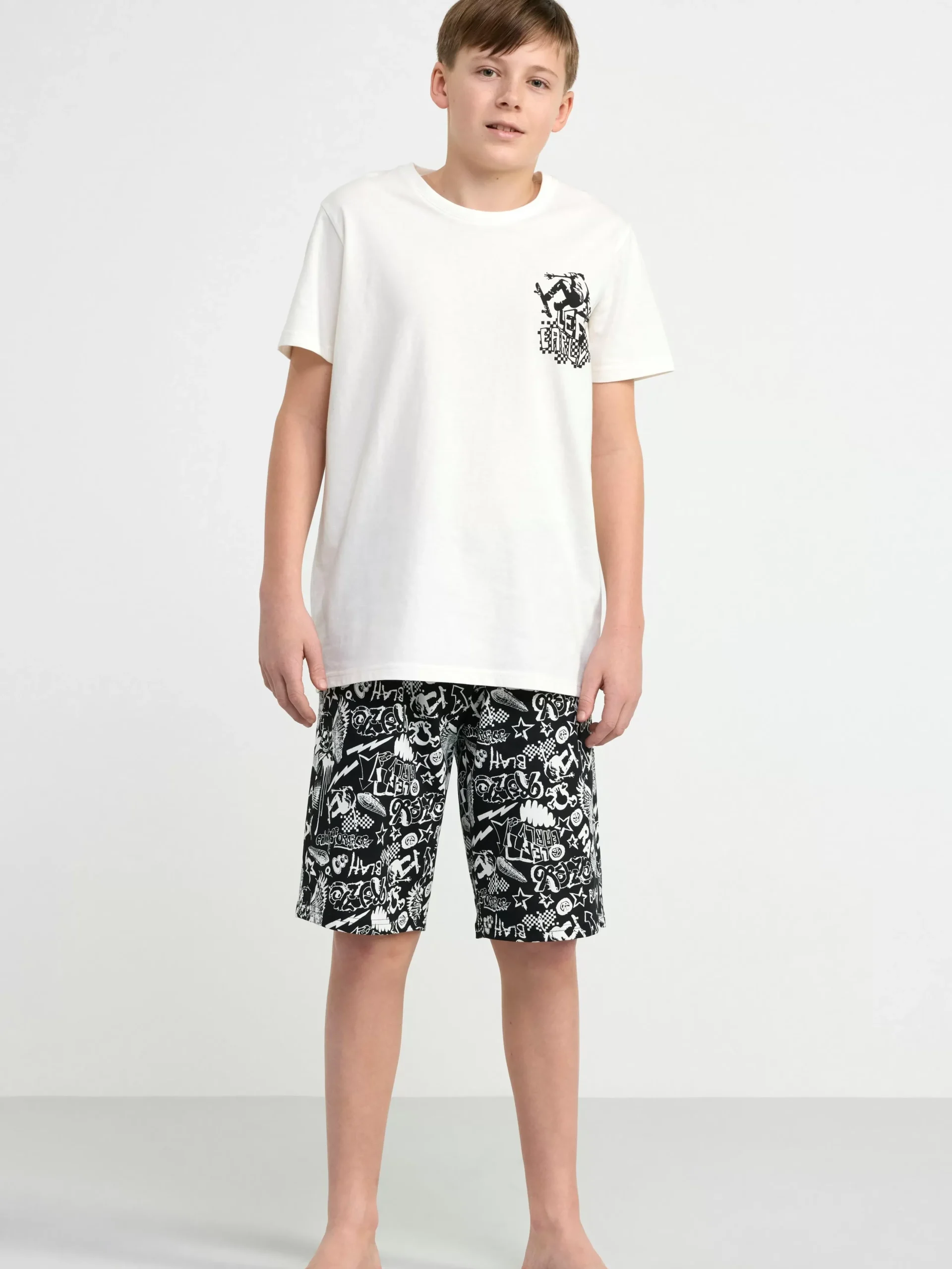 Nattplagg>Lindex Pyjamasset Med T-Shirt Och Shorts Off White