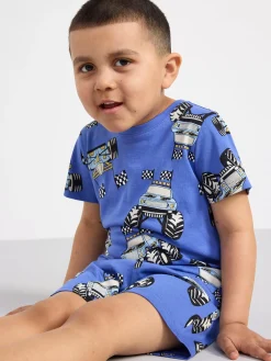 Nattplagg>Lindex Pyjamasset Med T-Shirt Och Shorts Dk Blue