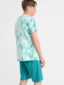 Nattplagg>Lindex Pyjamasset Med T-Shirt Och Shorts Turquoise