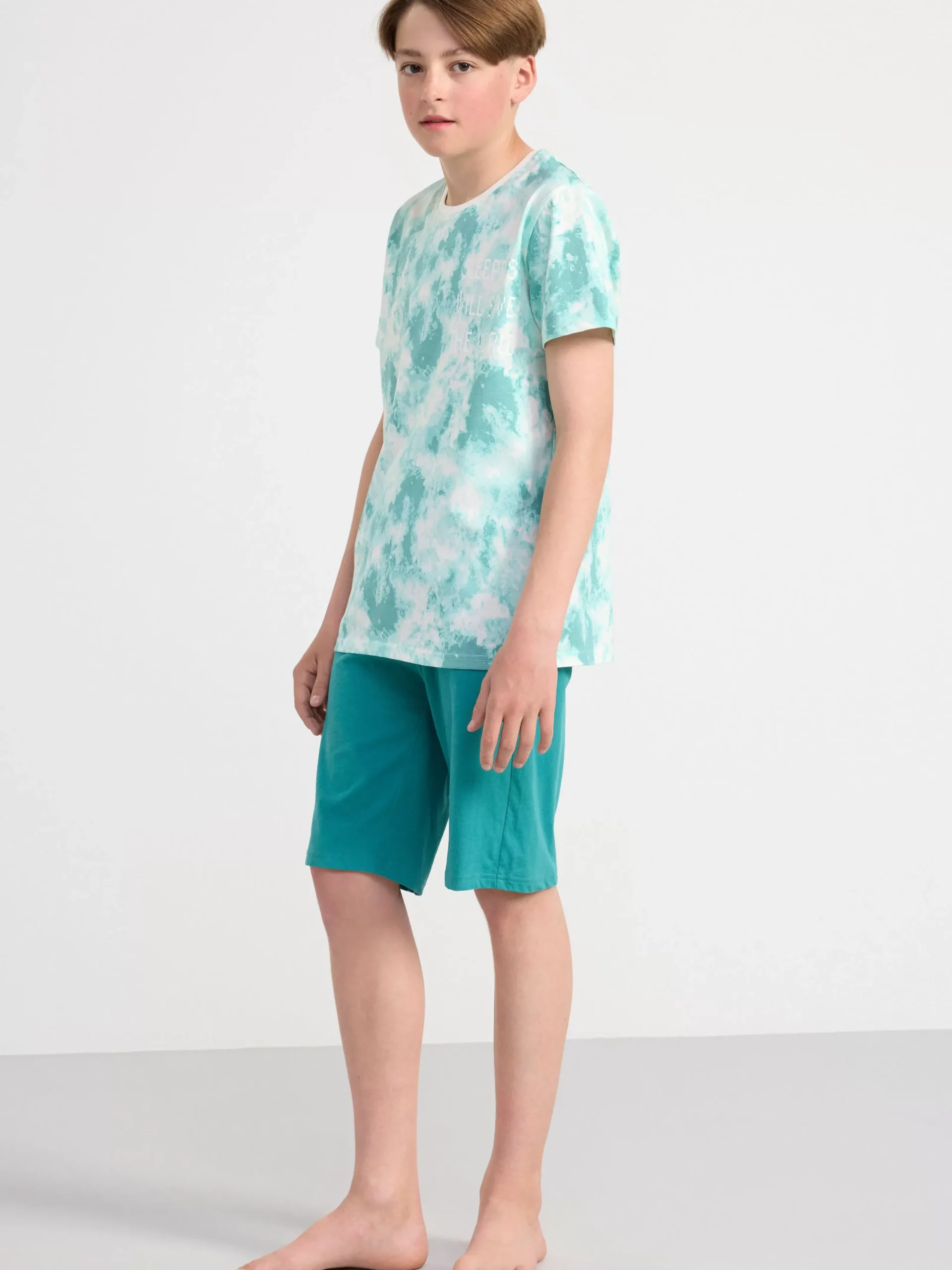 Nattplagg>Lindex Pyjamasset Med T-Shirt Och Shorts Turquoise