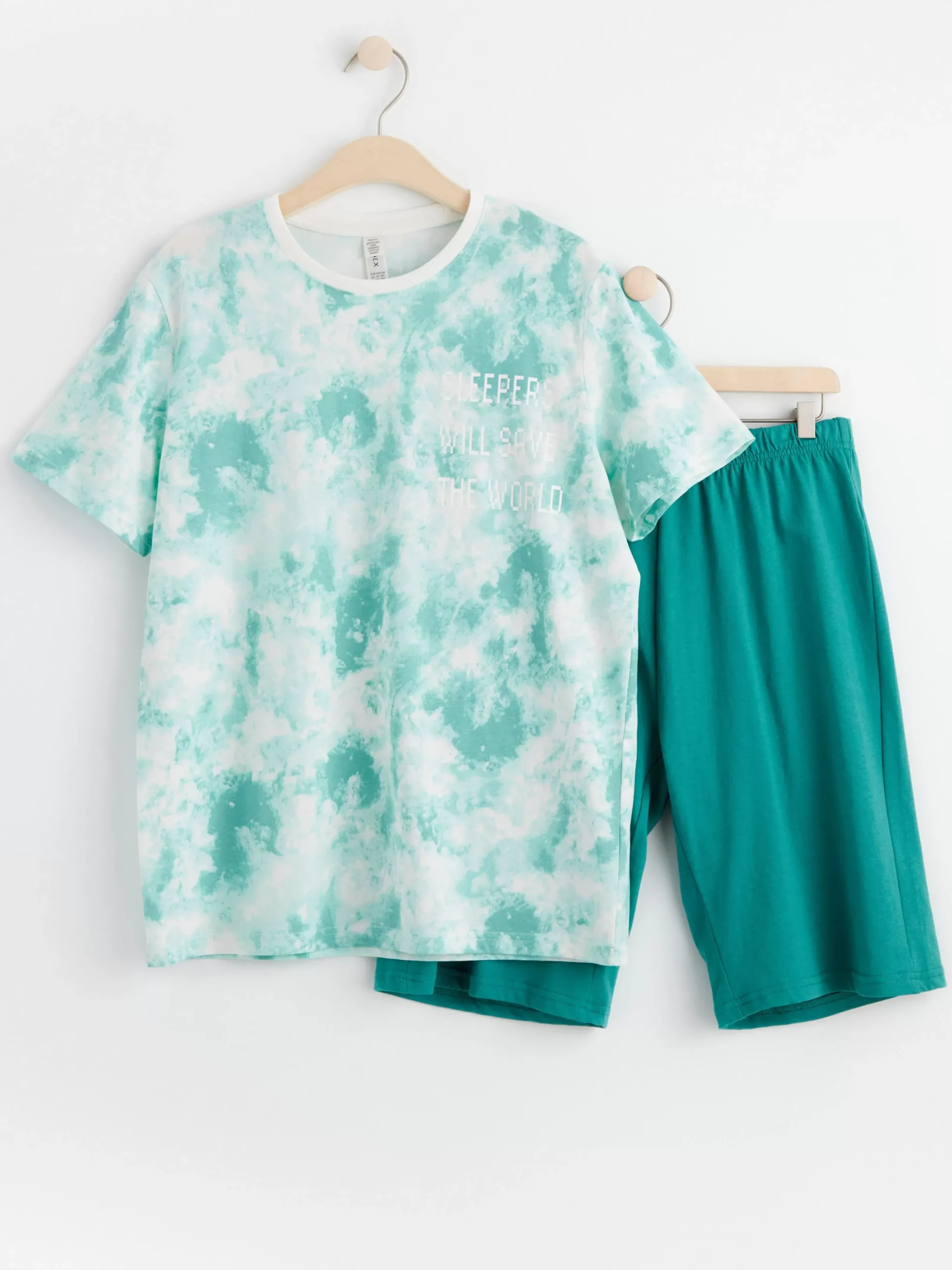 Nattplagg>Lindex Pyjamasset Med T-Shirt Och Shorts Turquoise