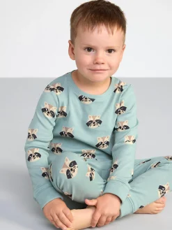 Nattplagg>Lindex Pyjamasset Med Tvattbjornar Light Dusty Aqua