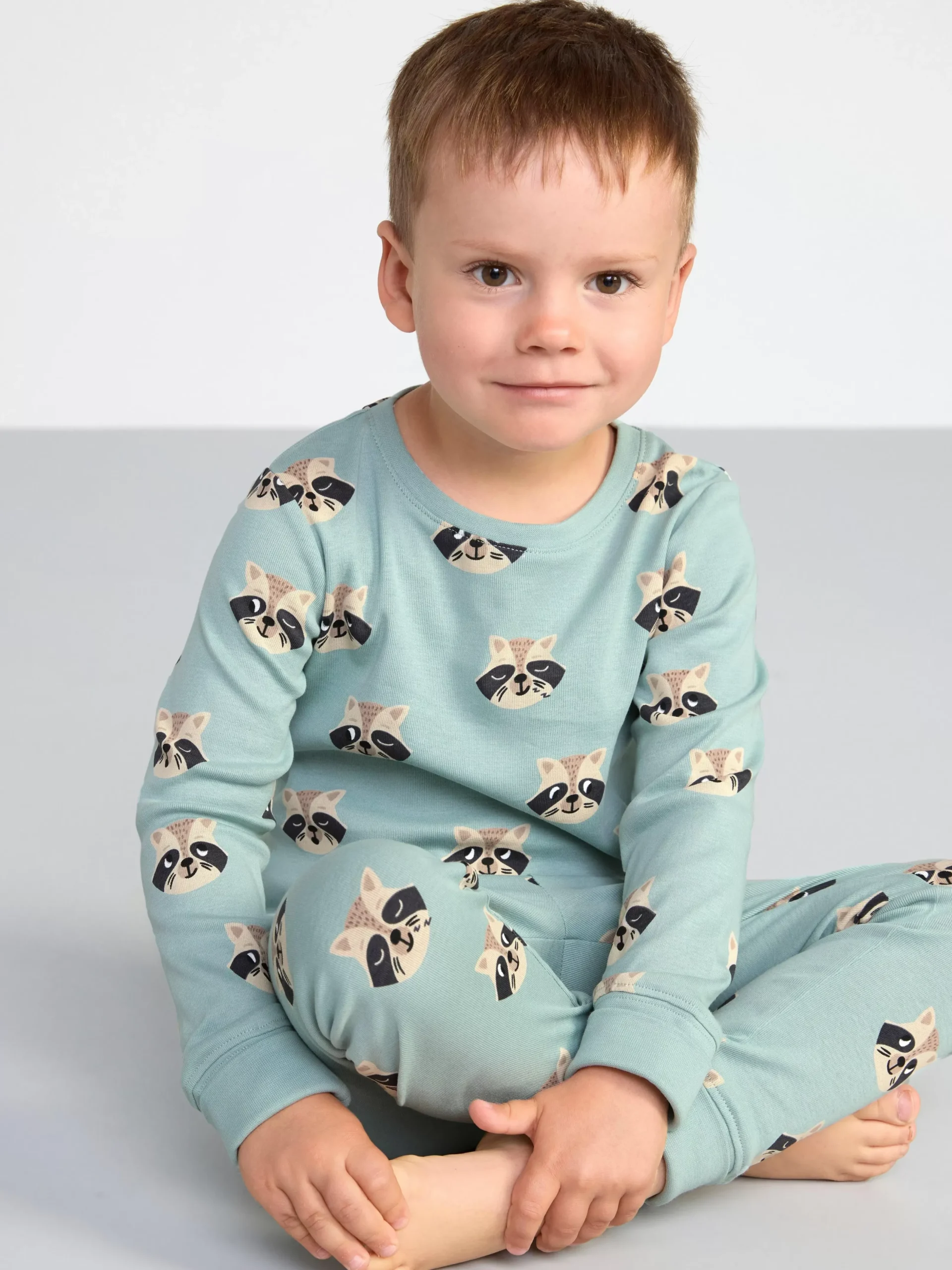 Nattplagg>Lindex Pyjamasset Med Tvattbjornar Light Dusty Aqua