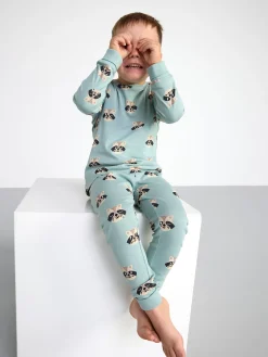 Nattplagg>Lindex Pyjamasset Med Tvattbjornar Light Dusty Aqua
