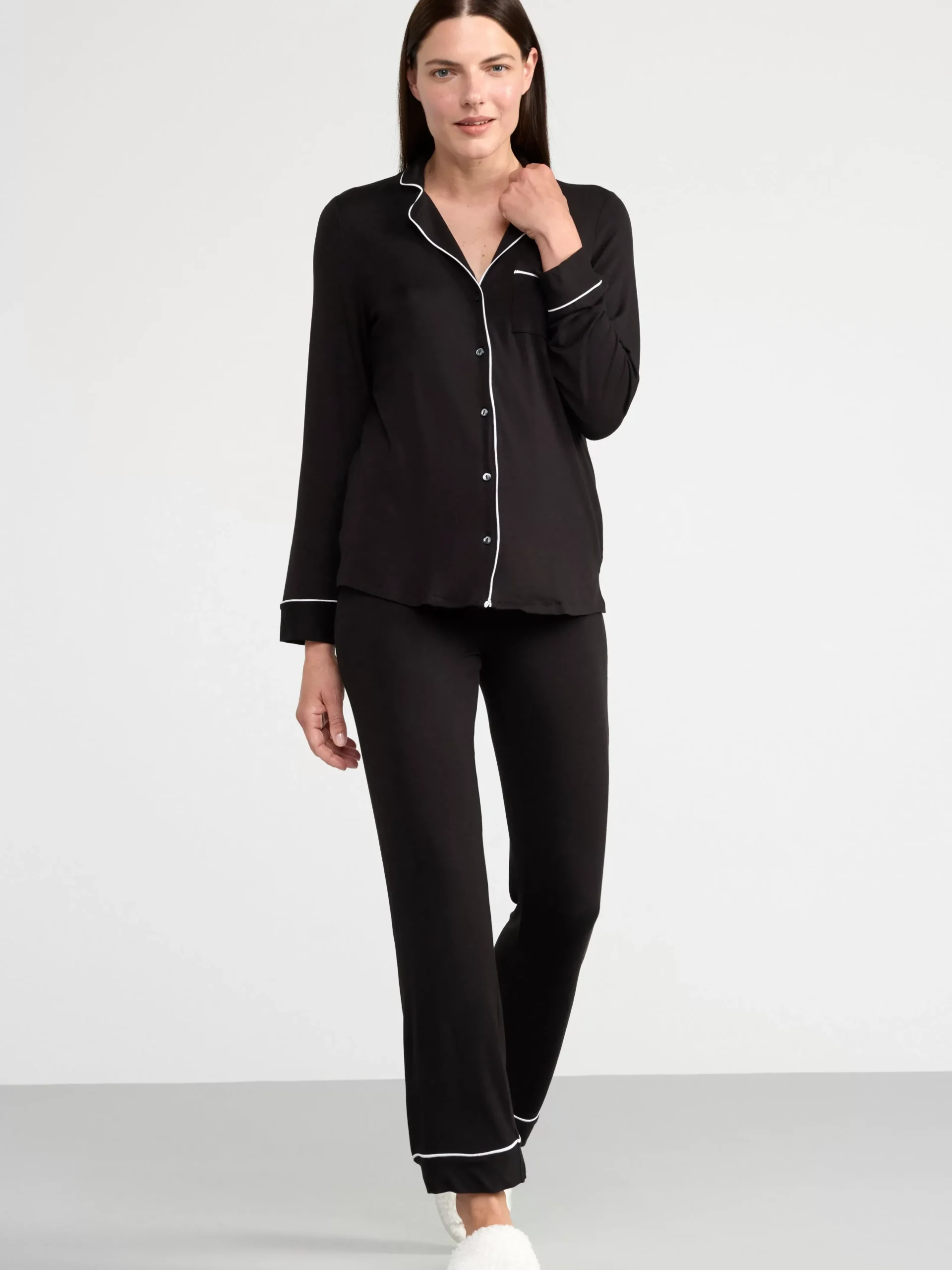 Nattplagg>Lindex Pyjamasskjorta I Mjuk Trika Black