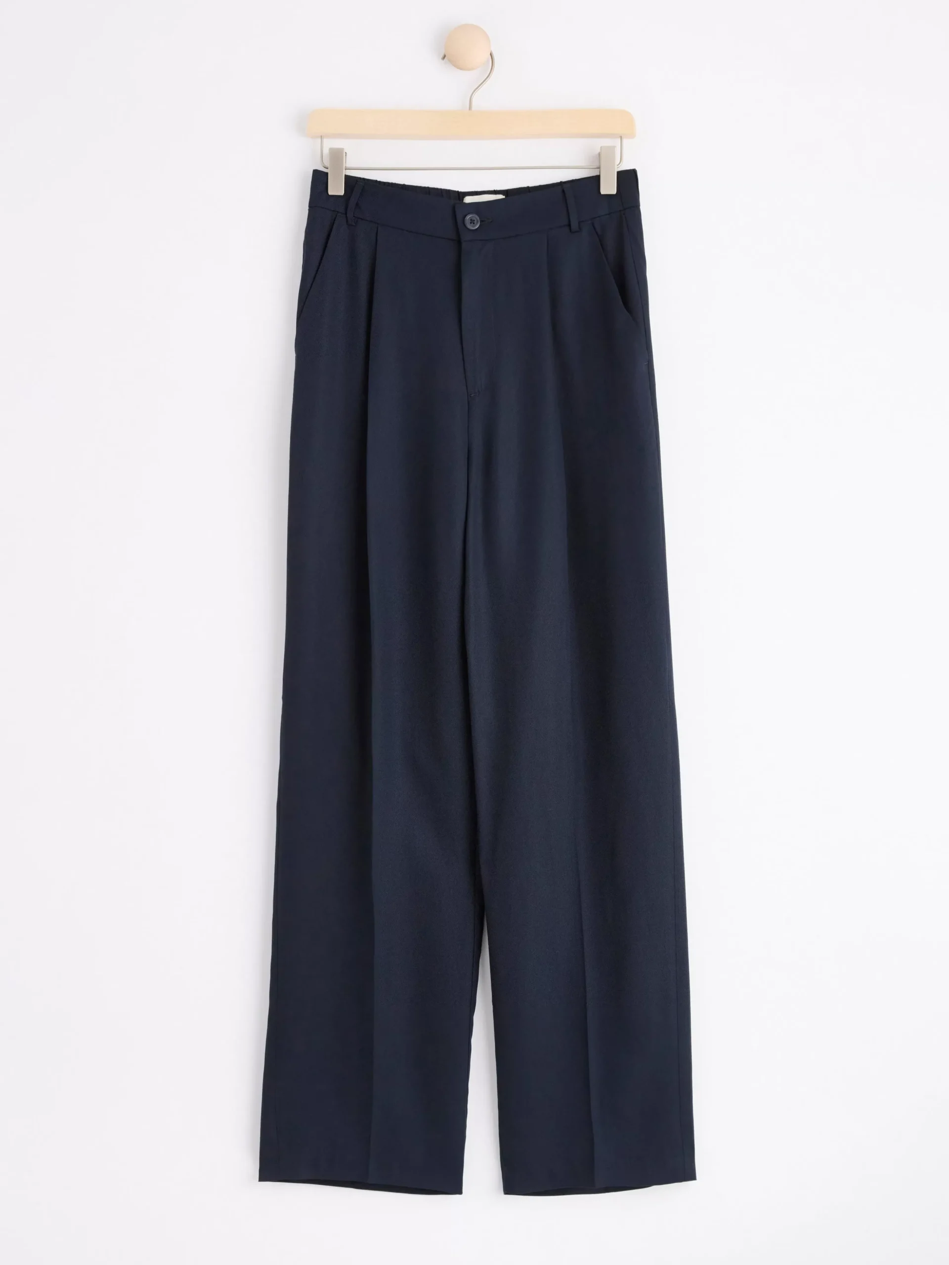 Byxor>Lindex Rak Byxa Med Hog Midja Dark Navy