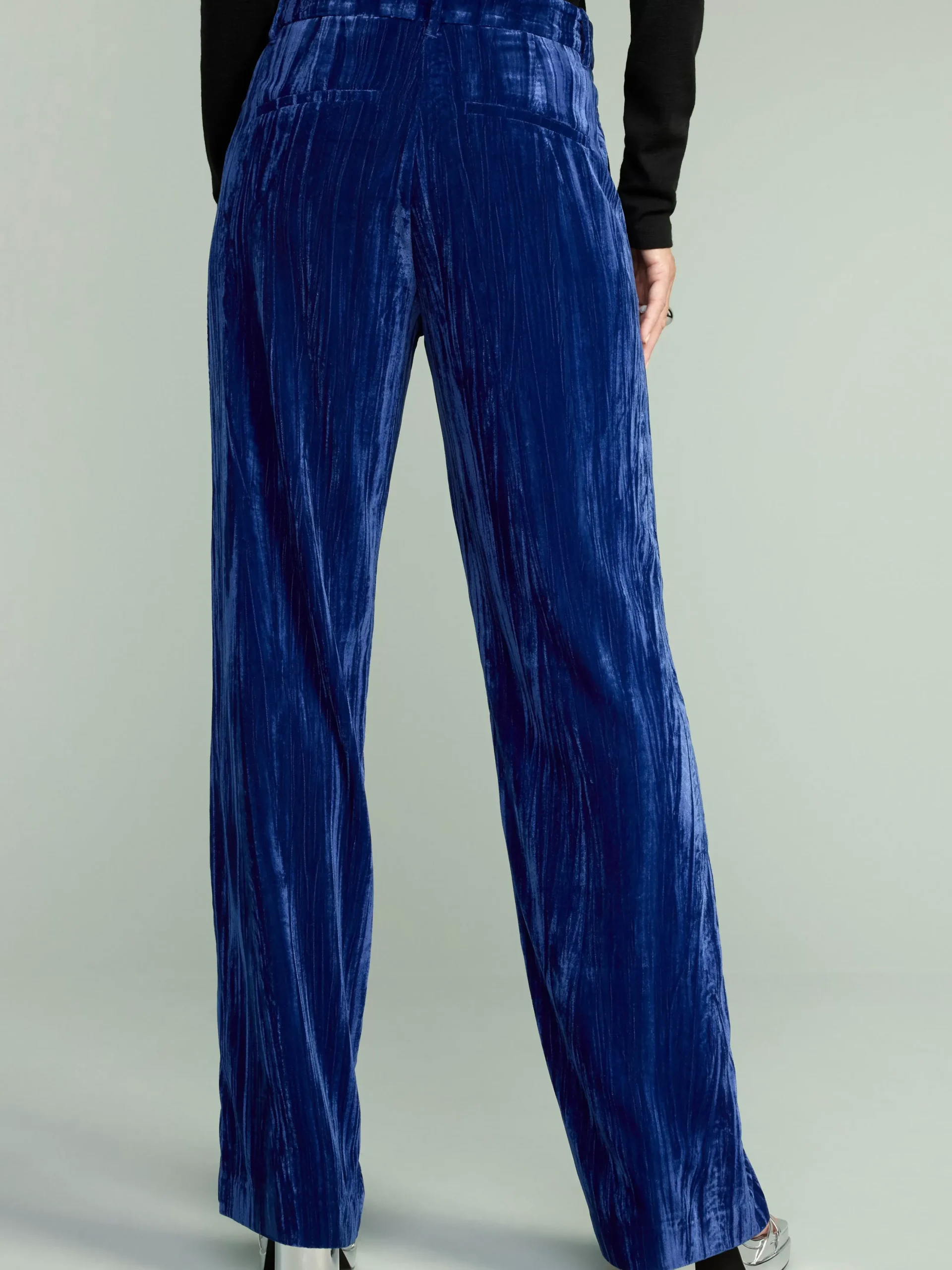 Byxor>Lindex Rak Sammetsbyxa Med Normalhog Midja Dark Blue