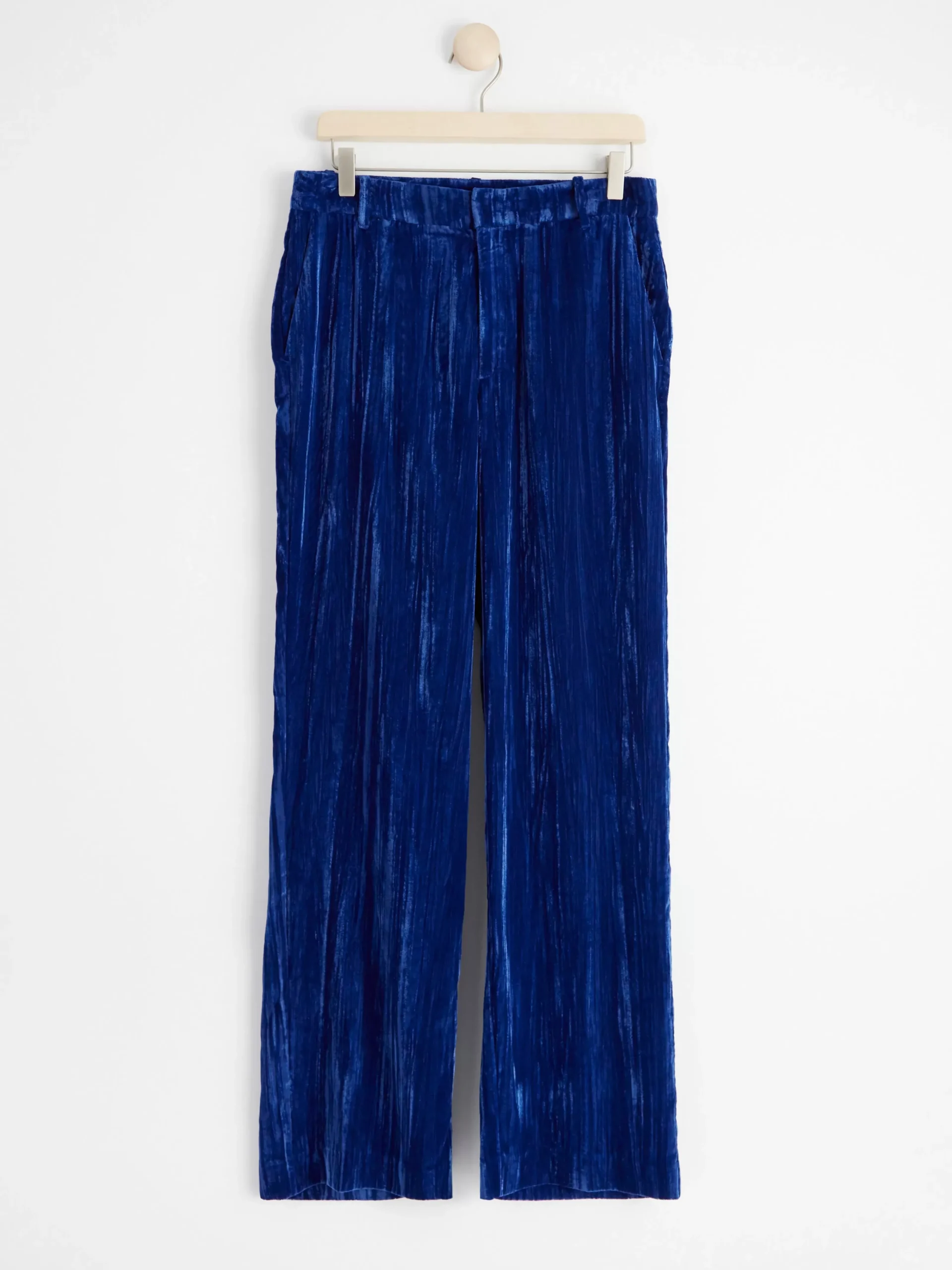 Byxor>Lindex Rak Sammetsbyxa Med Normalhog Midja Dark Blue
