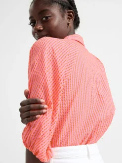 Blusar & Skjortor>Lindex Randig Blus Med Puffarm Pink