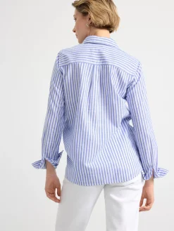 Blusar & Skjortor>Lindex Randig Bomullsskjorta Dk Blue