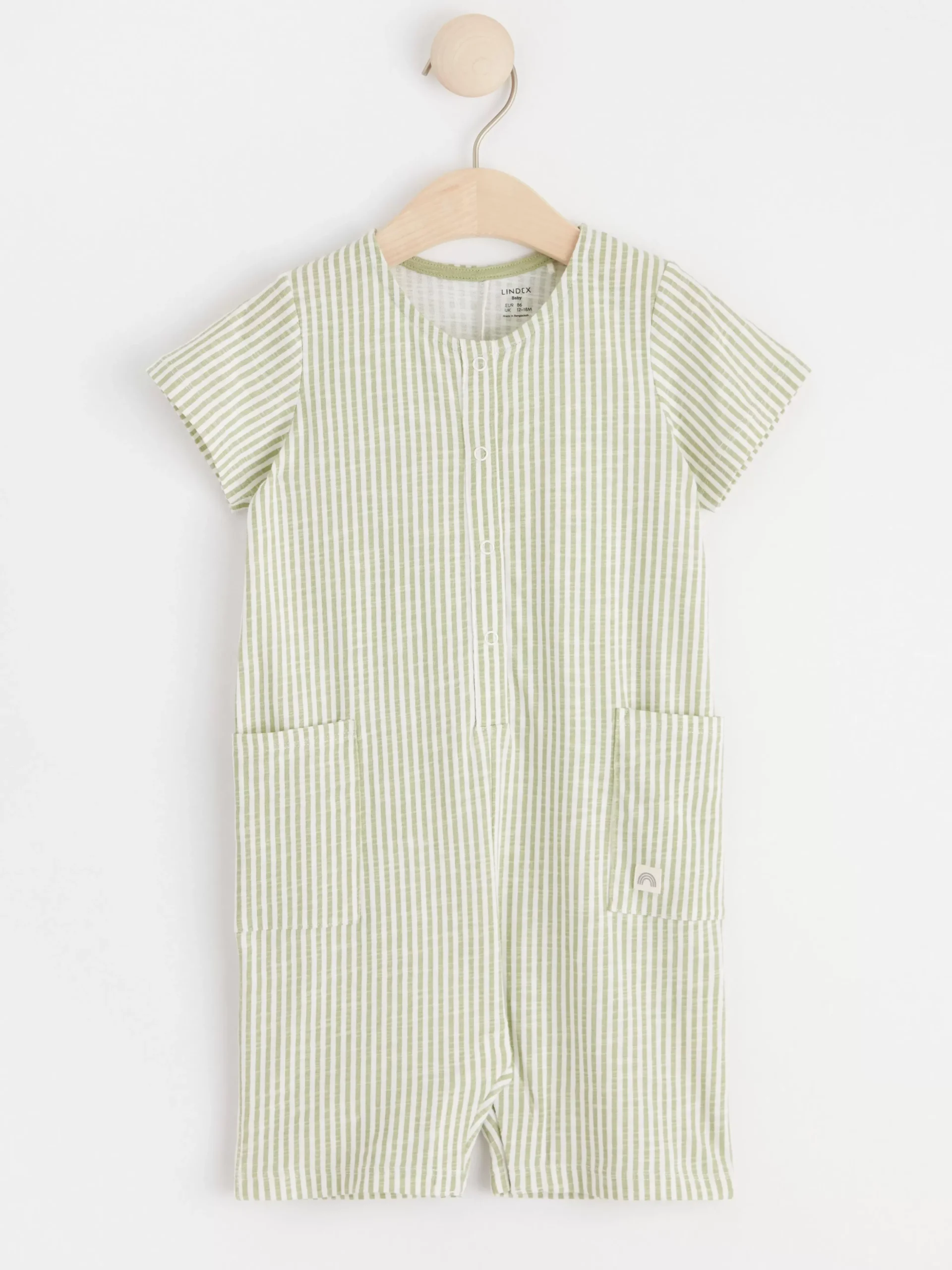 Jumpsuits & Onesies>Lindex Randig Romper I Trika Dusty Green