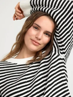 Tröjor & Cardigans>Lindex Randig Stickad Troja Black