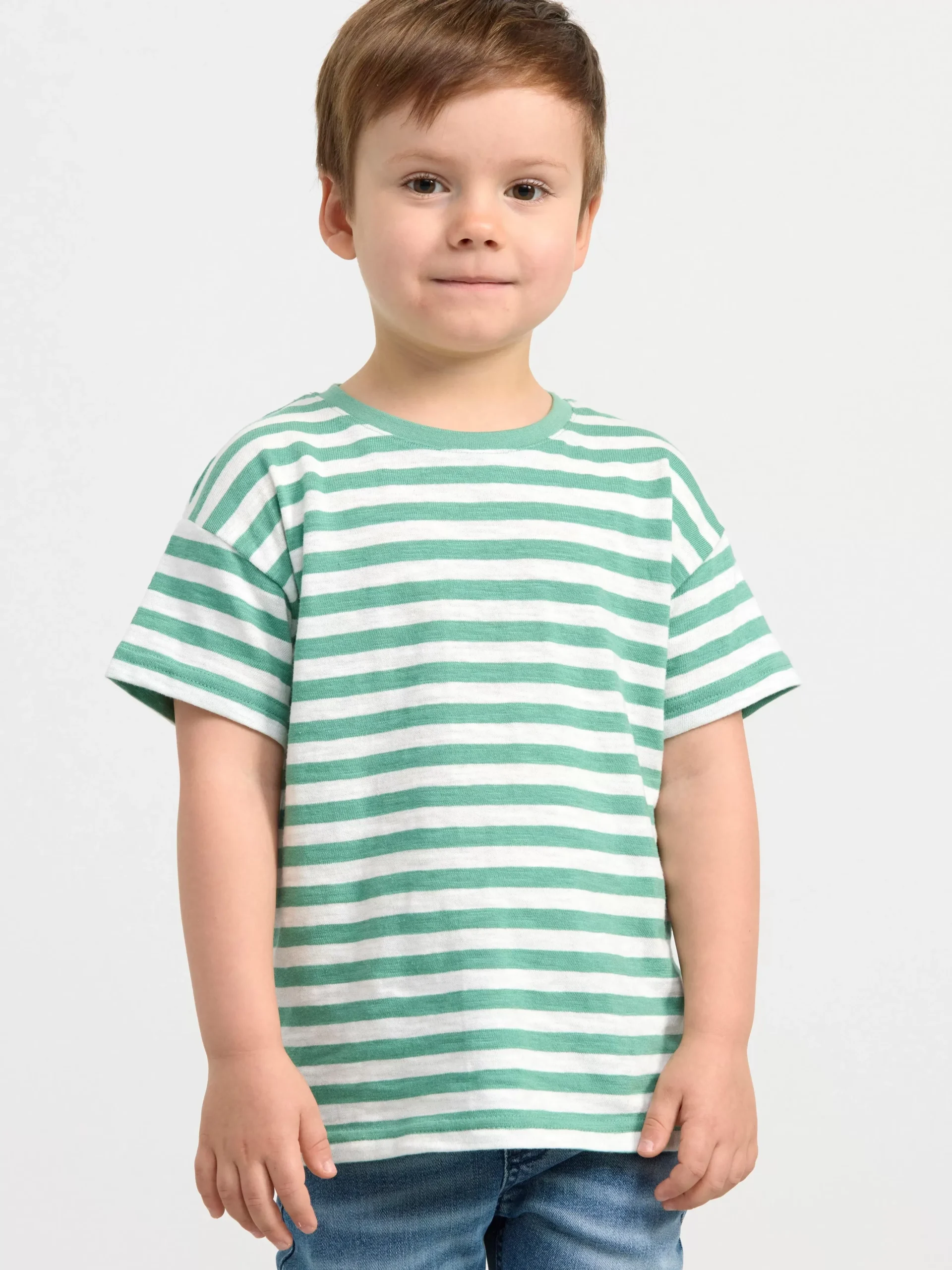 Toppar & T-Shirts>Lindex Randig Topp Med Kort Arm Dusty Green