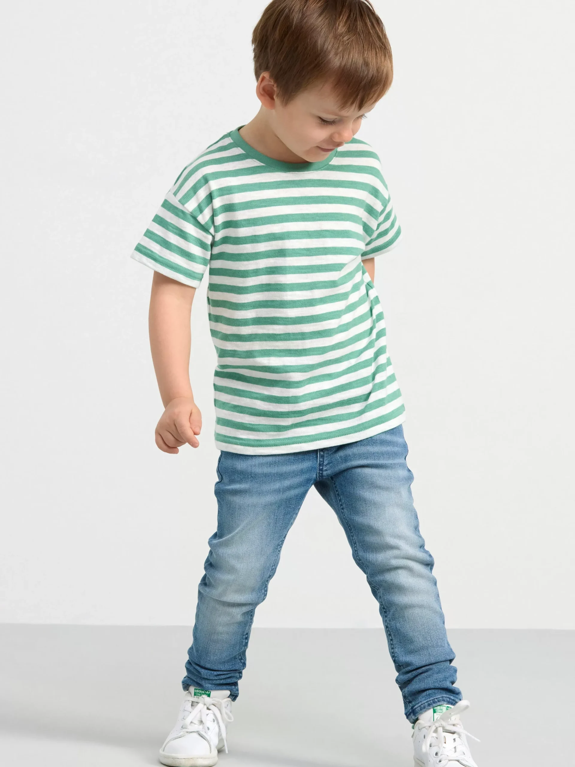 Toppar & T-Shirts>Lindex Randig Topp Med Kort Arm Dusty Green