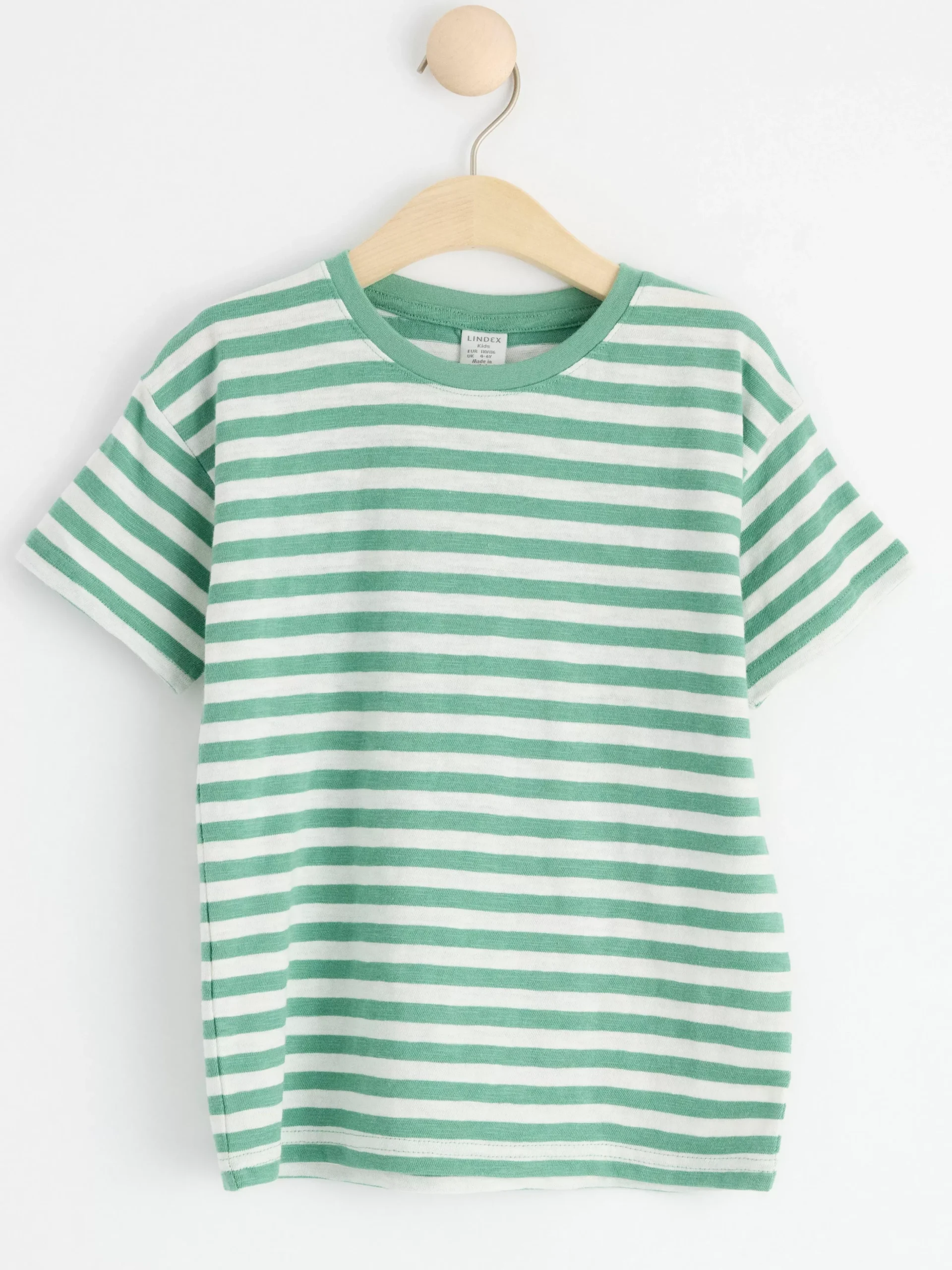 Toppar & T-Shirts>Lindex Randig Topp Med Kort Arm Dusty Green