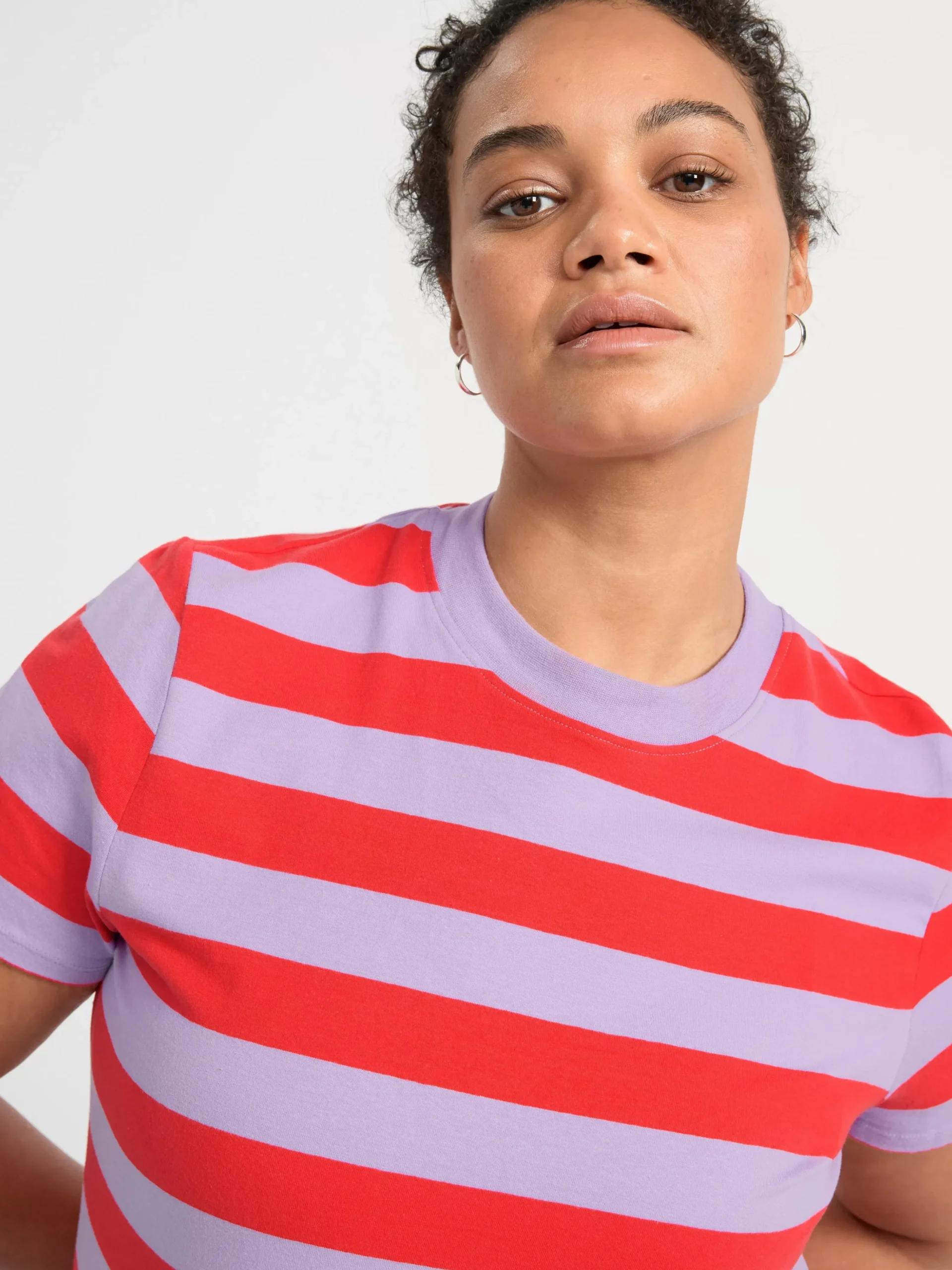 Toppar & T-Shirts>Lindex Randig Topp Med Kort Arm Strong Red