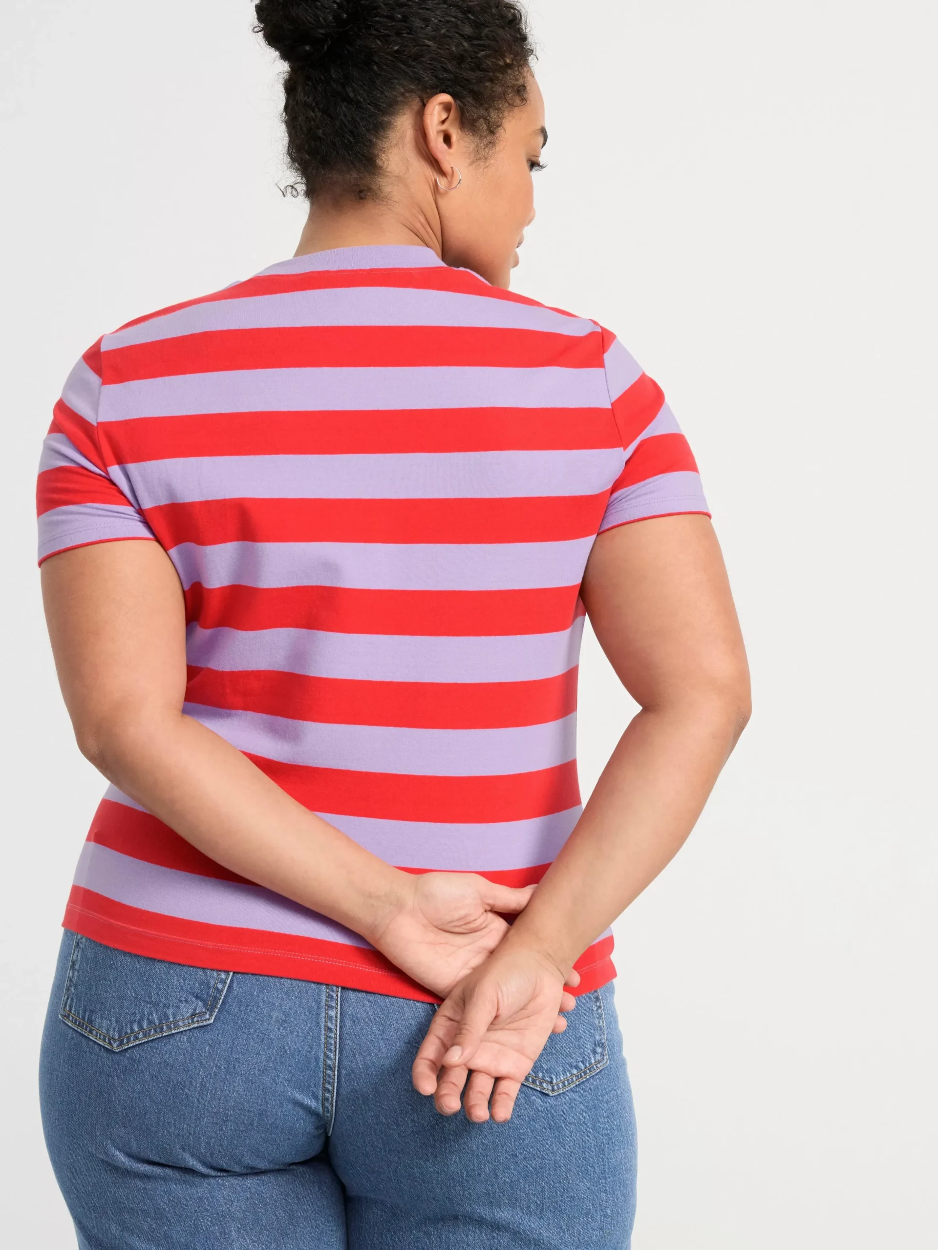Toppar & T-Shirts>Lindex Randig Topp Med Kort Arm Strong Red
