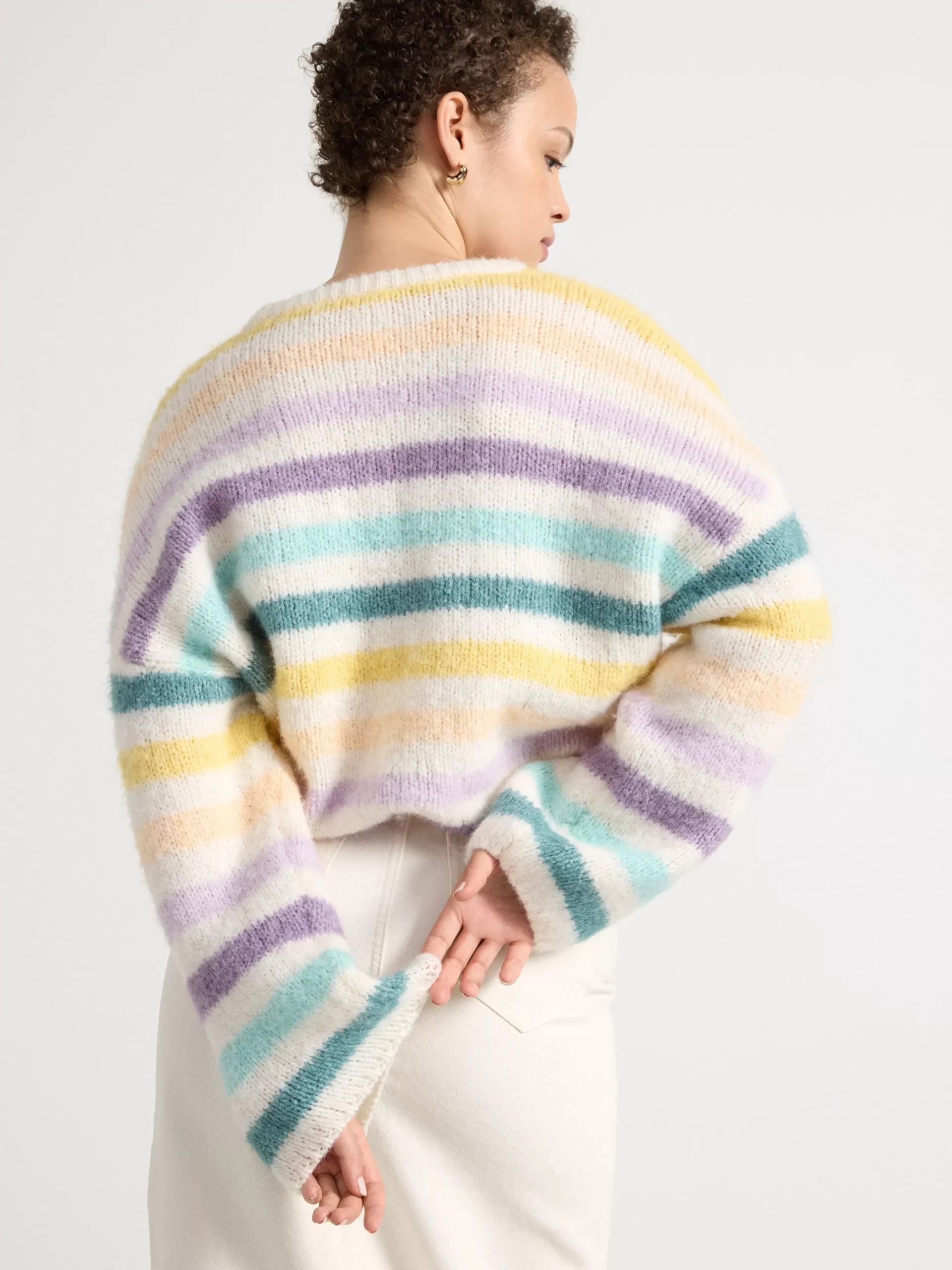 Tröjor & Cardigans>Lindex Randig Troja Light White
