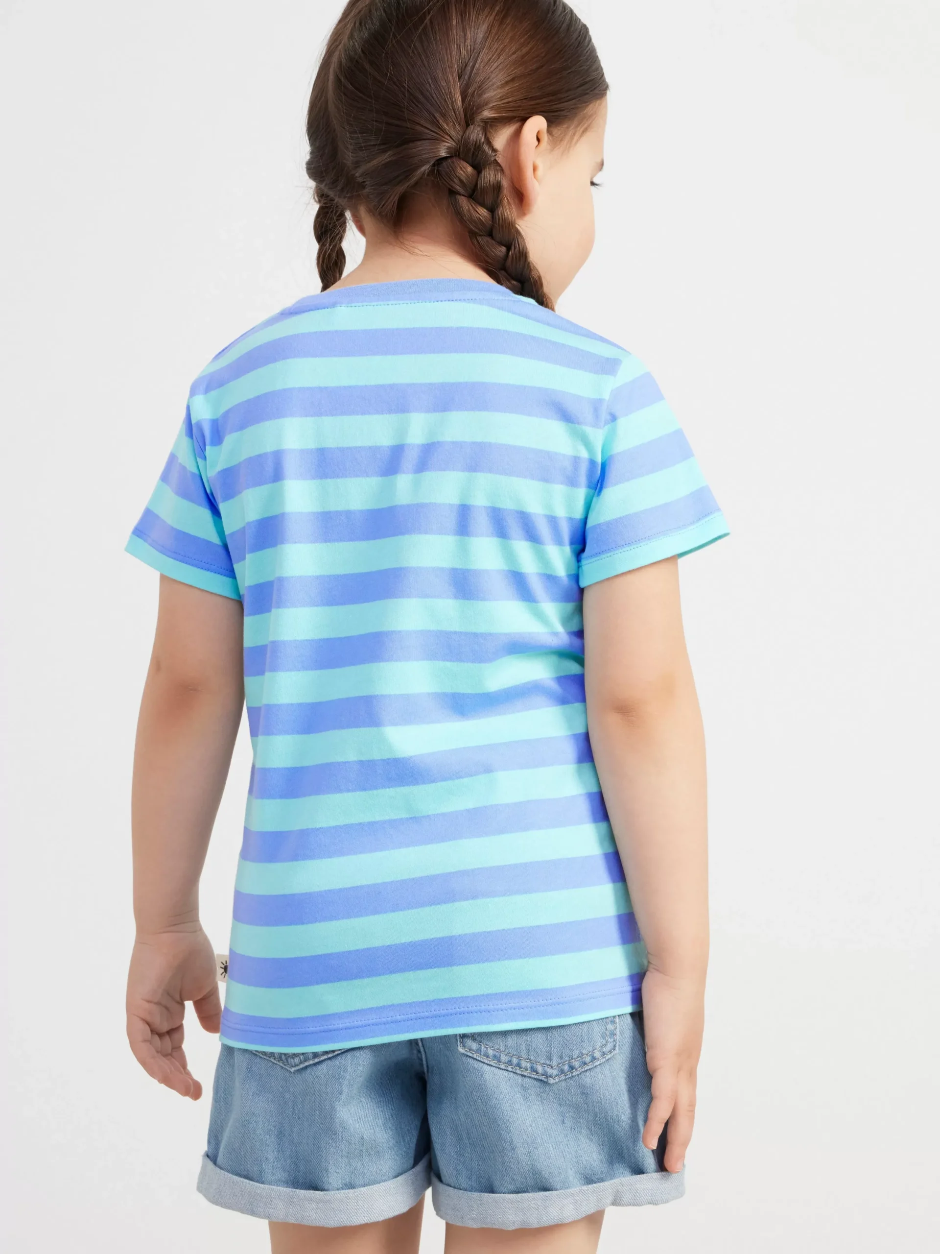 Toppar & T-Shirts>Lindex Randig T-Shirt Light Blue