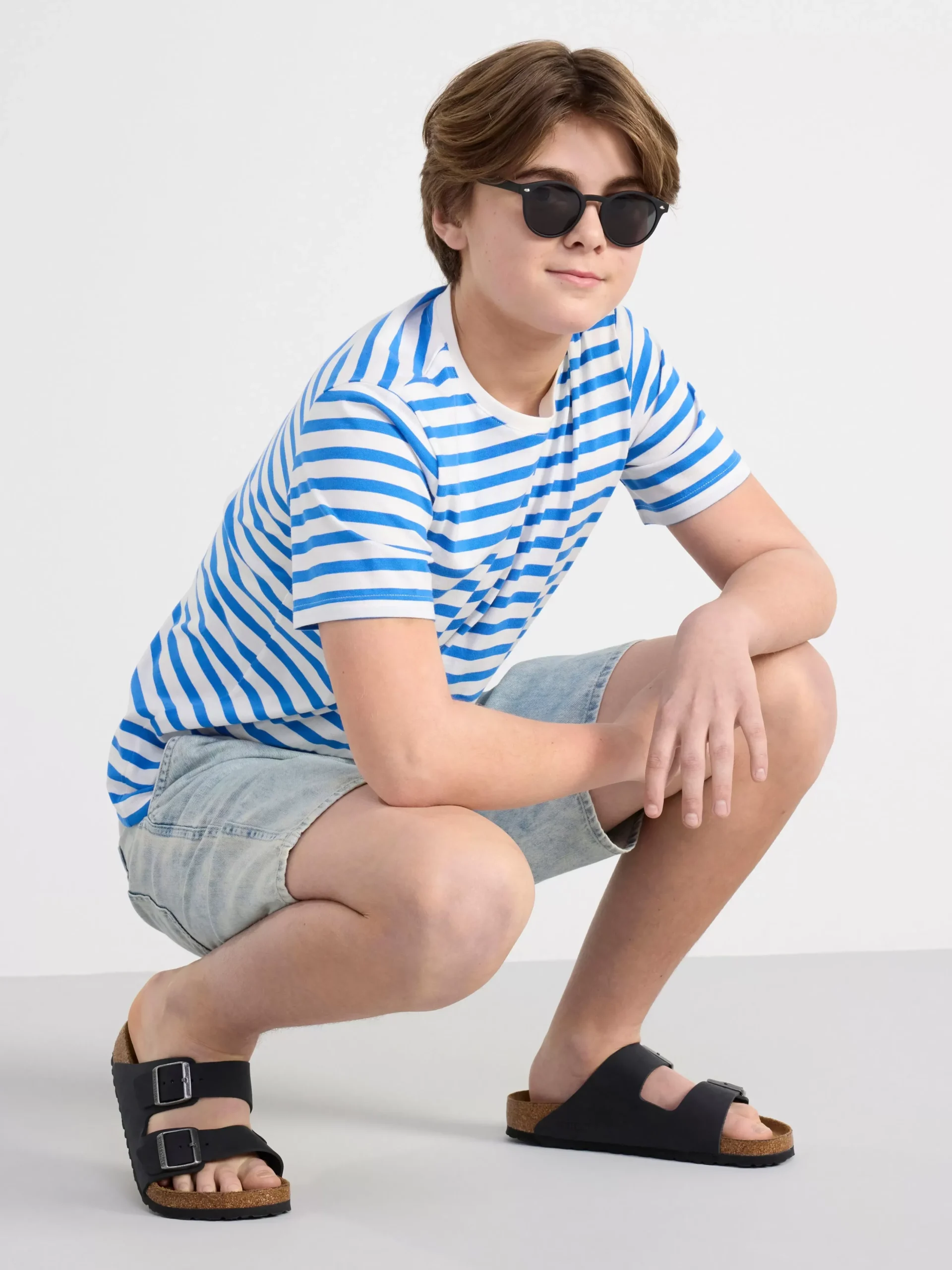 Toppar & T-Shirts>Lindex Randig T-Shirt Blue