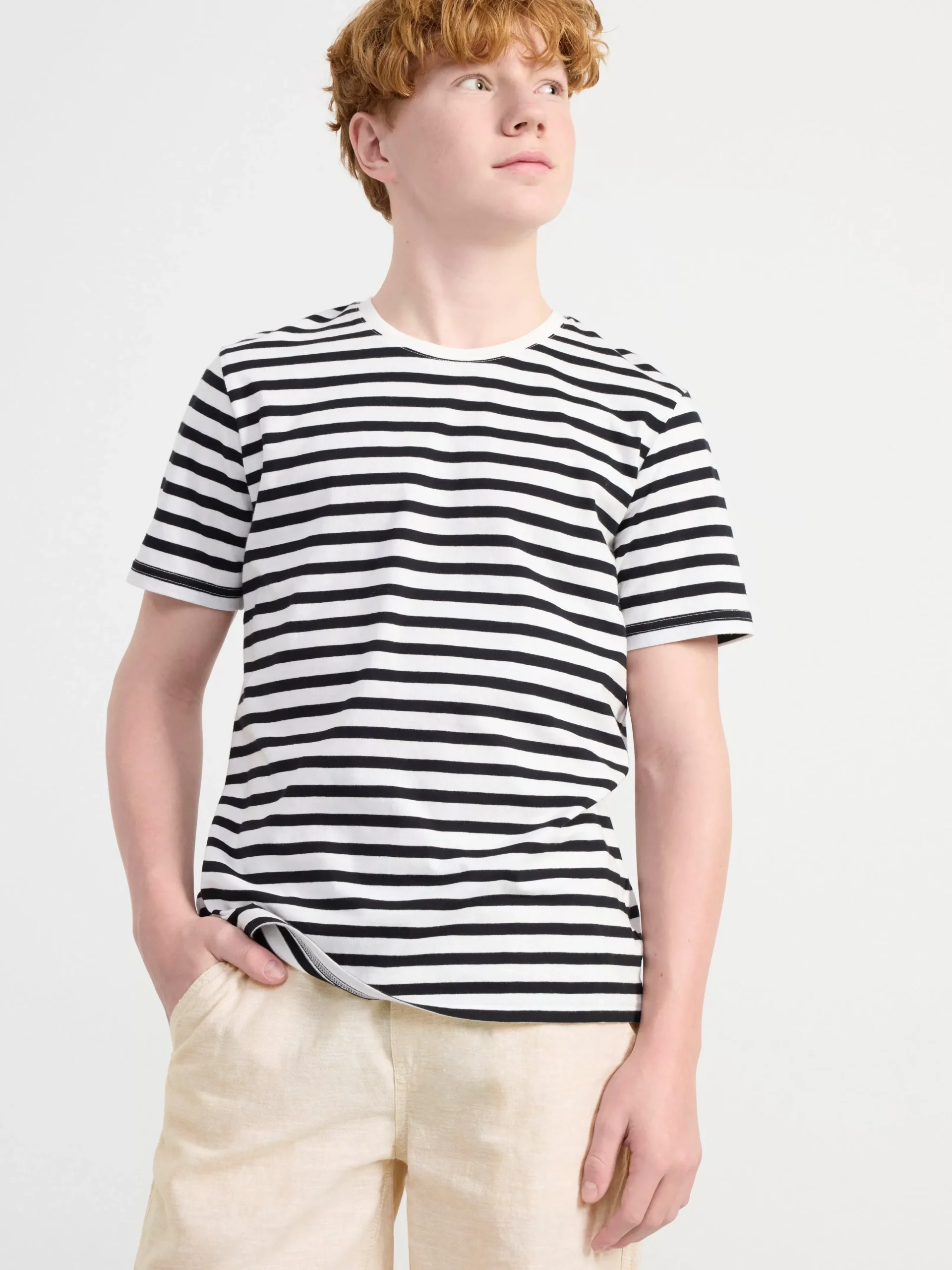 Toppar & T-Shirts>Lindex Randig T-Shirt Off White