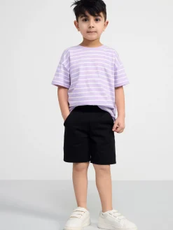 Toppar & T-Shirts>Lindex Randig T-Shirt I Oversizemodell Light Lilac
