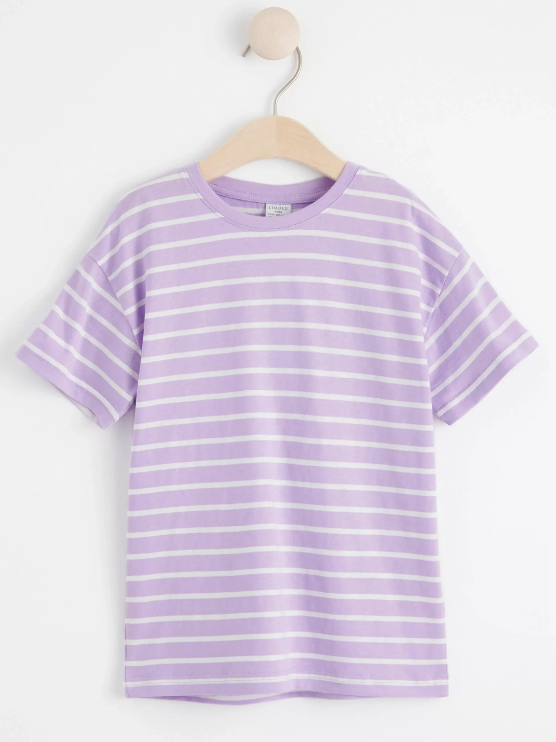 Toppar & T-Shirts>Lindex Randig T-Shirt I Oversizemodell Light Lilac