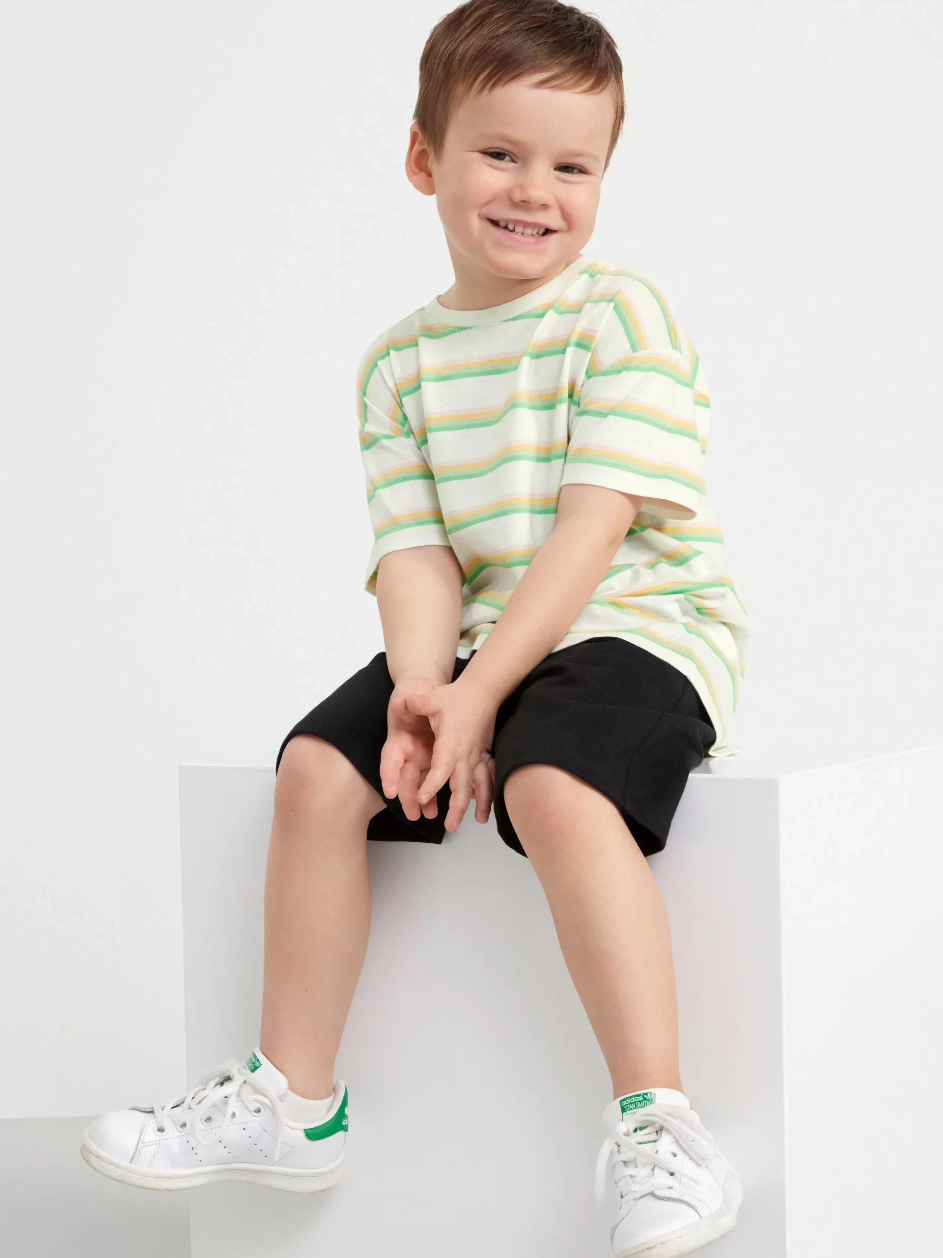 Toppar & T-Shirts>Lindex Randig T-Shirt I Oversize-Modell Light Dusty White