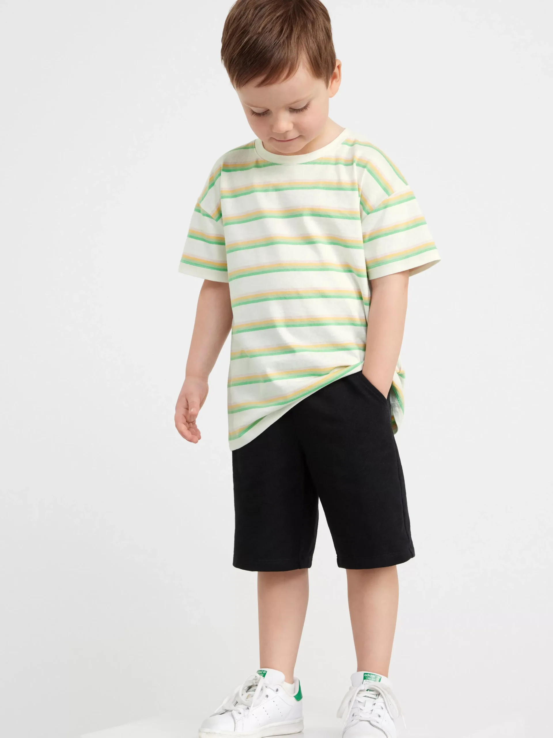 Toppar & T-Shirts>Lindex Randig T-Shirt I Oversize-Modell Light Dusty White